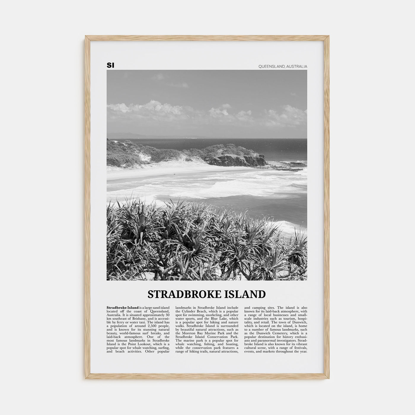 Stradbroke Island Travel B&W Poster