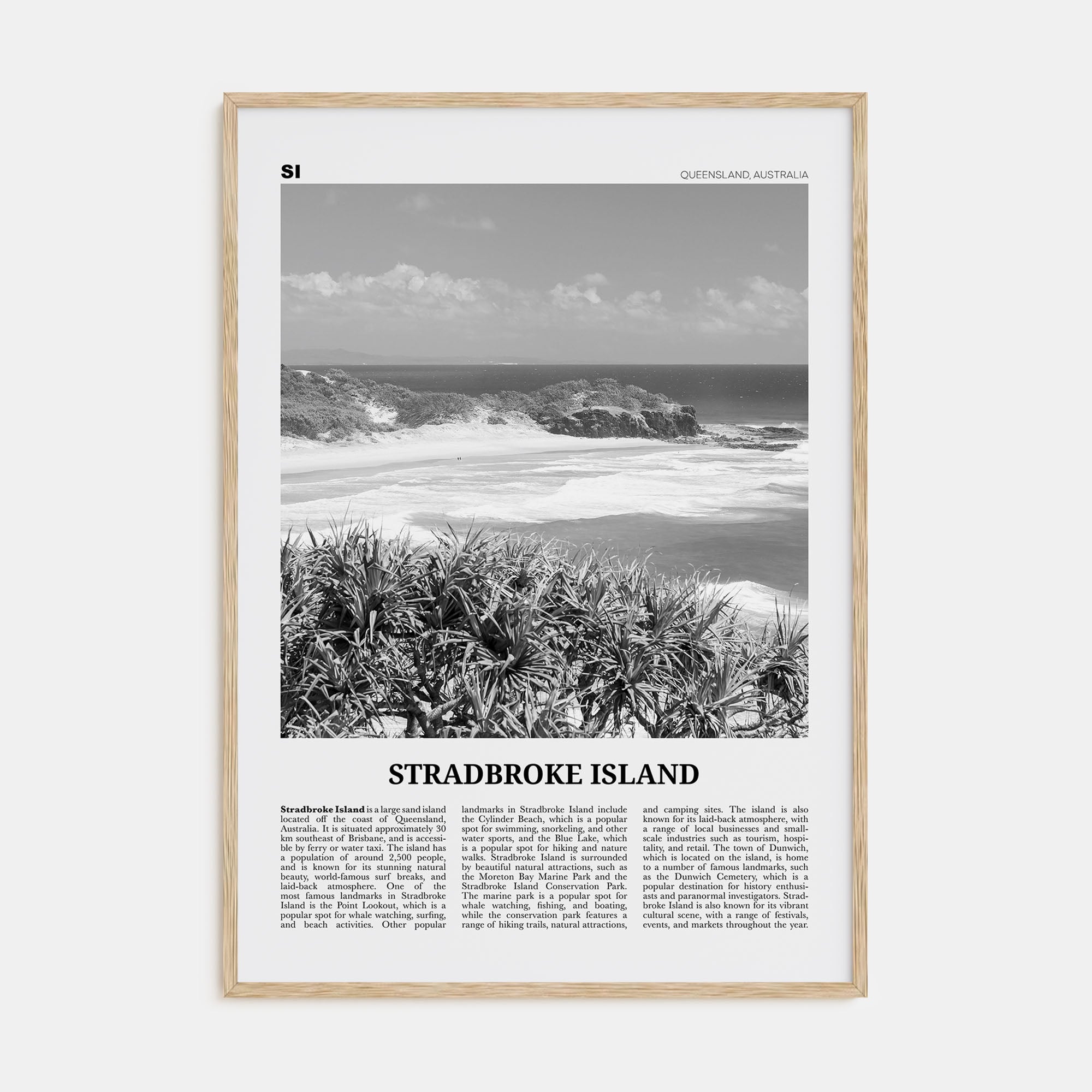 Stradbroke Island Travel B&W Poster