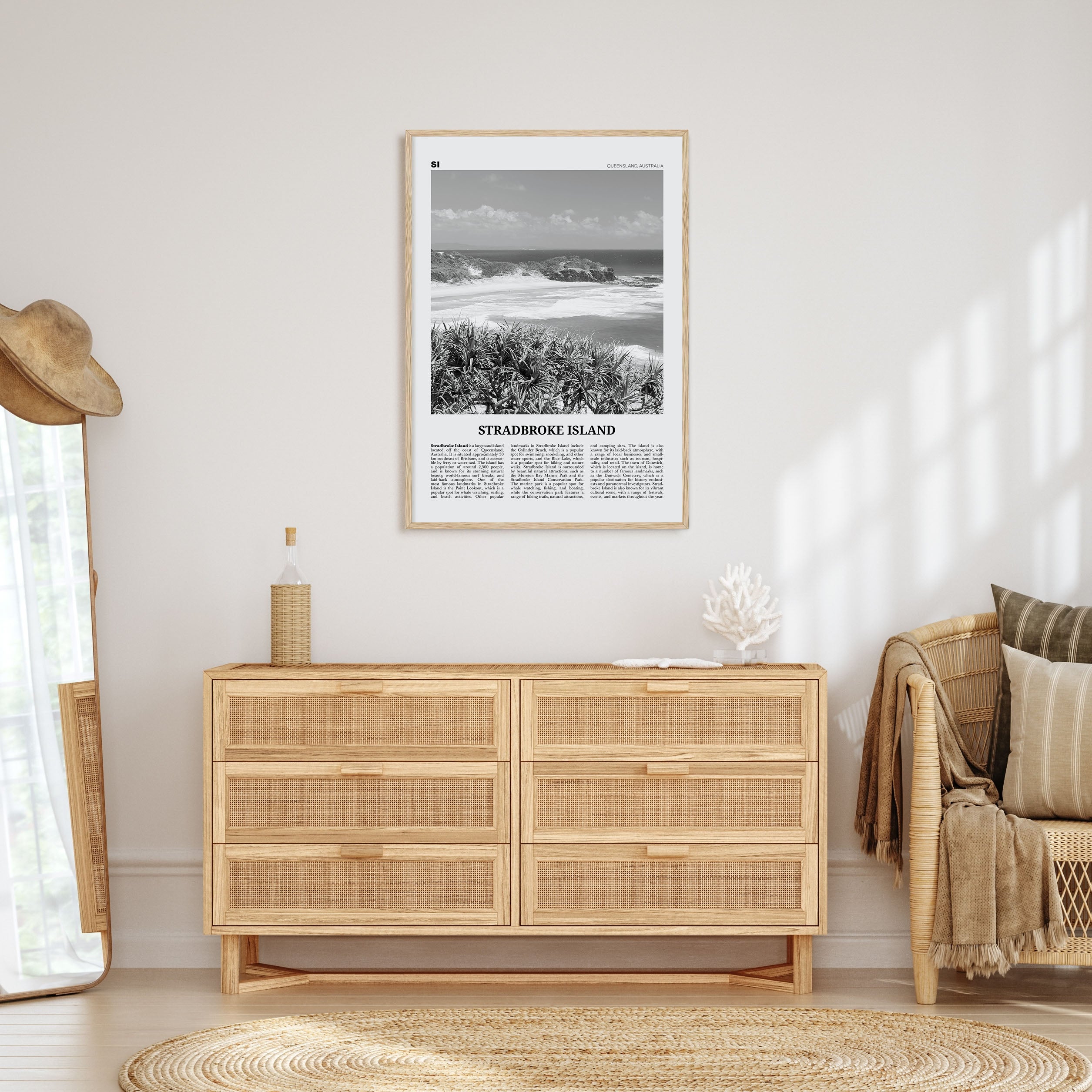 Stradbroke Island Travel B&W Poster