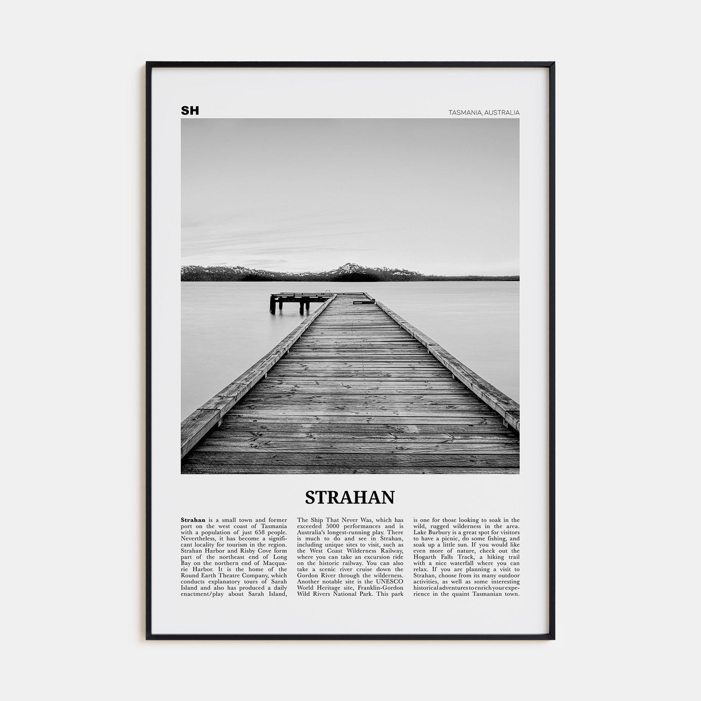 Strahan Travel B&W Poster