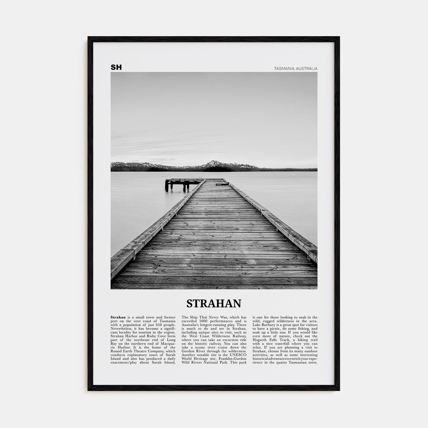 Strahan Travel B&W Poster