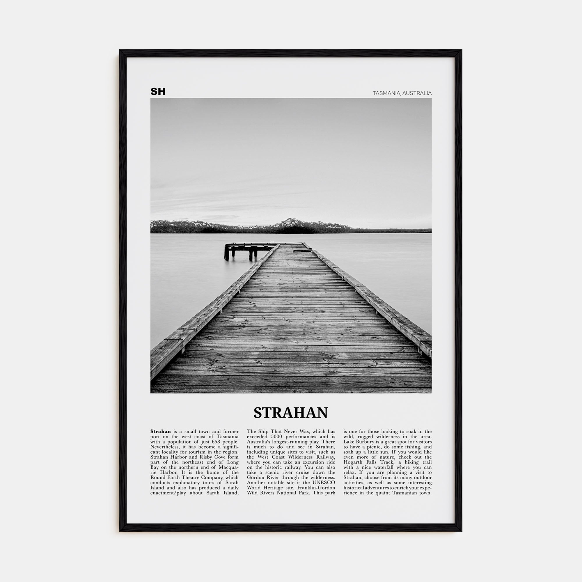 Strahan Travel B&W Poster