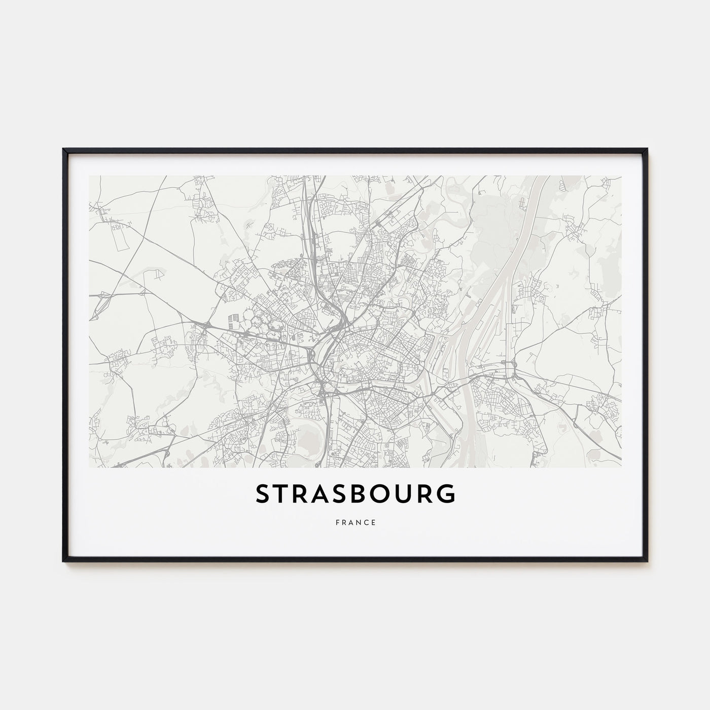 Strasbourg Map Landscape Poster