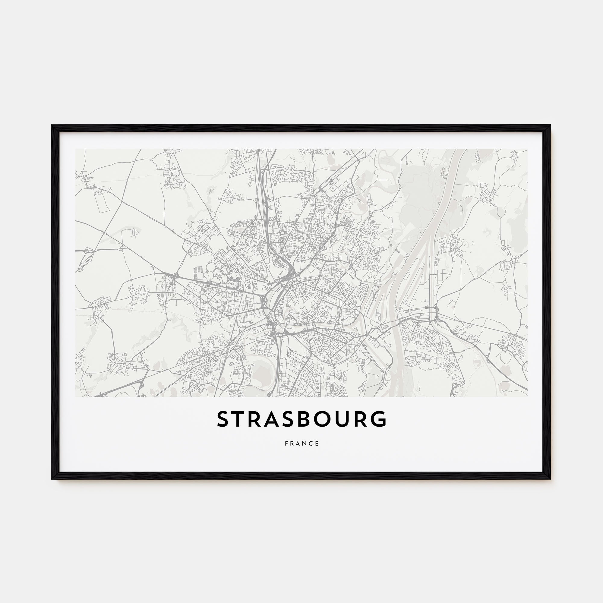 Strasbourg Map Landscape Poster