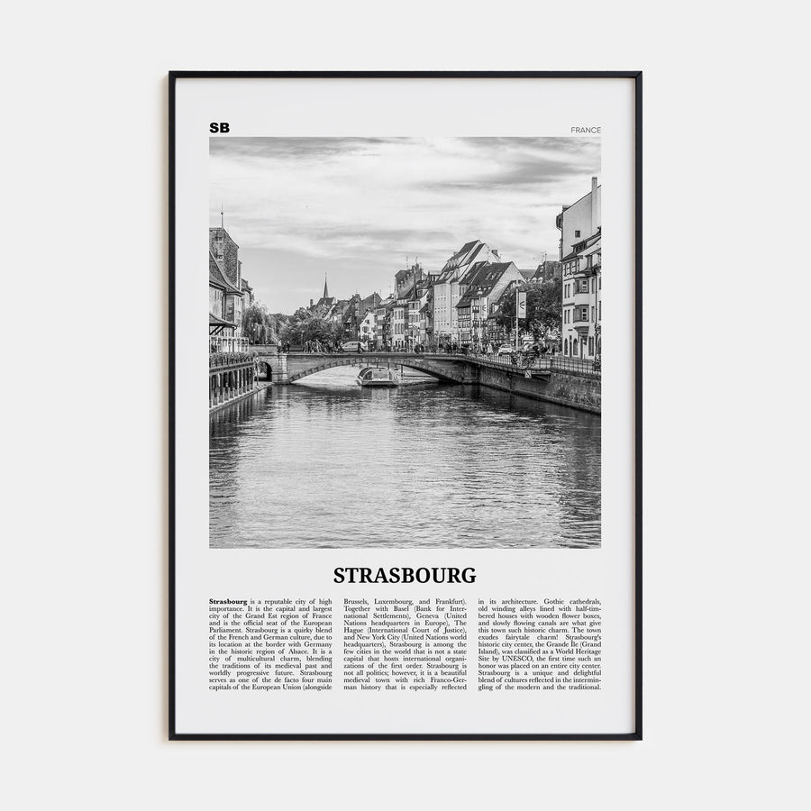 Strasbourg Travel B&W Poster