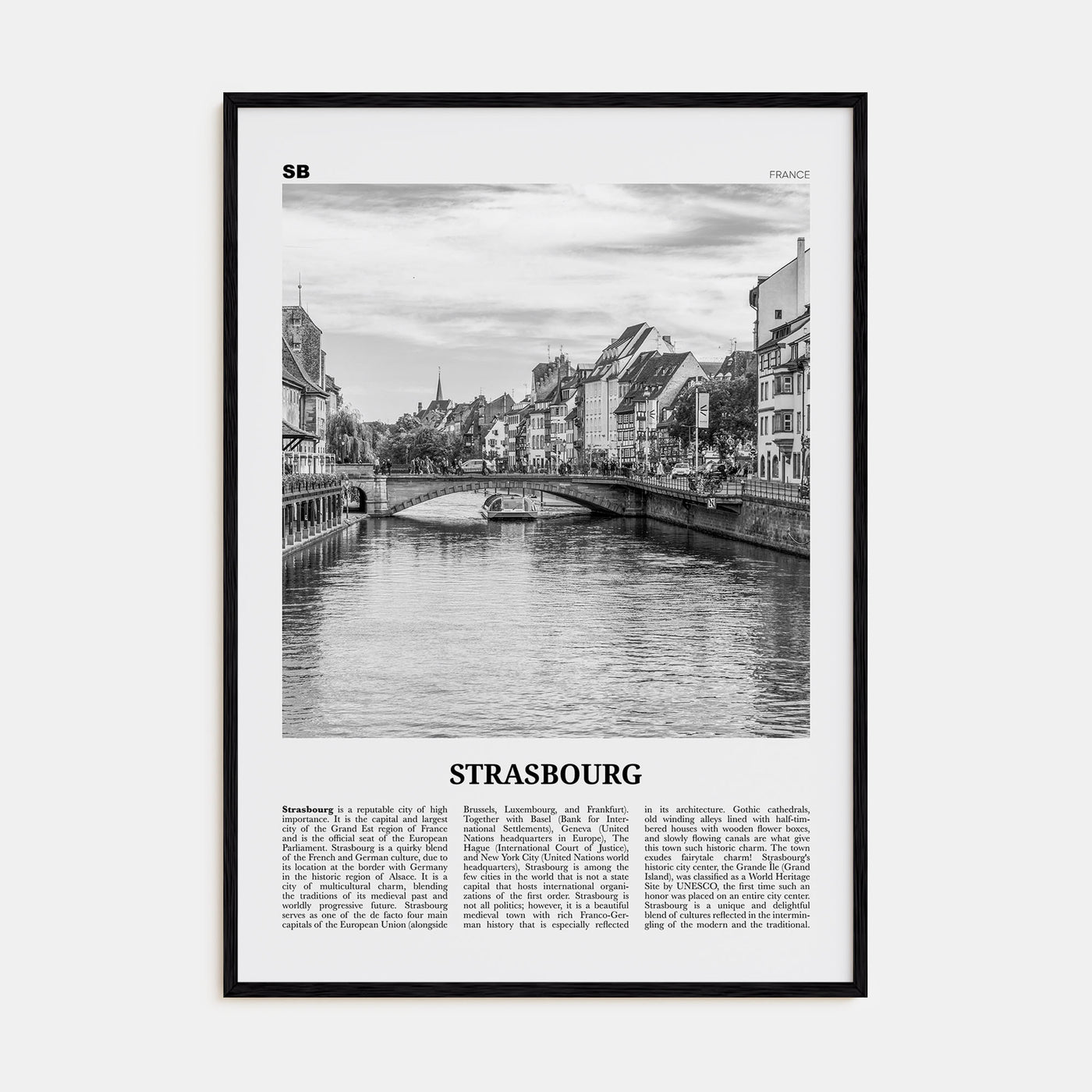 Strasbourg Travel B&W Poster