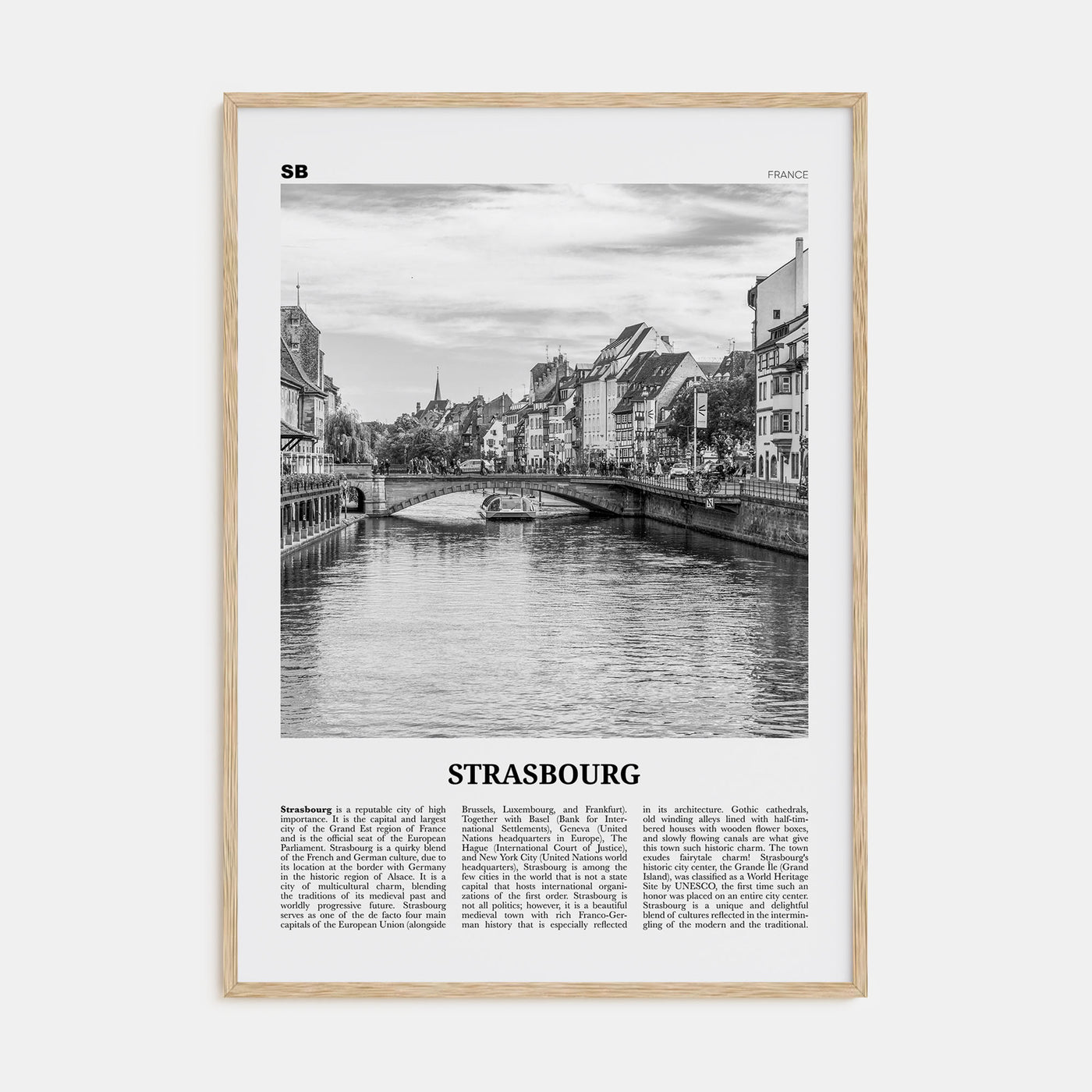 Strasbourg Travel B&W Poster