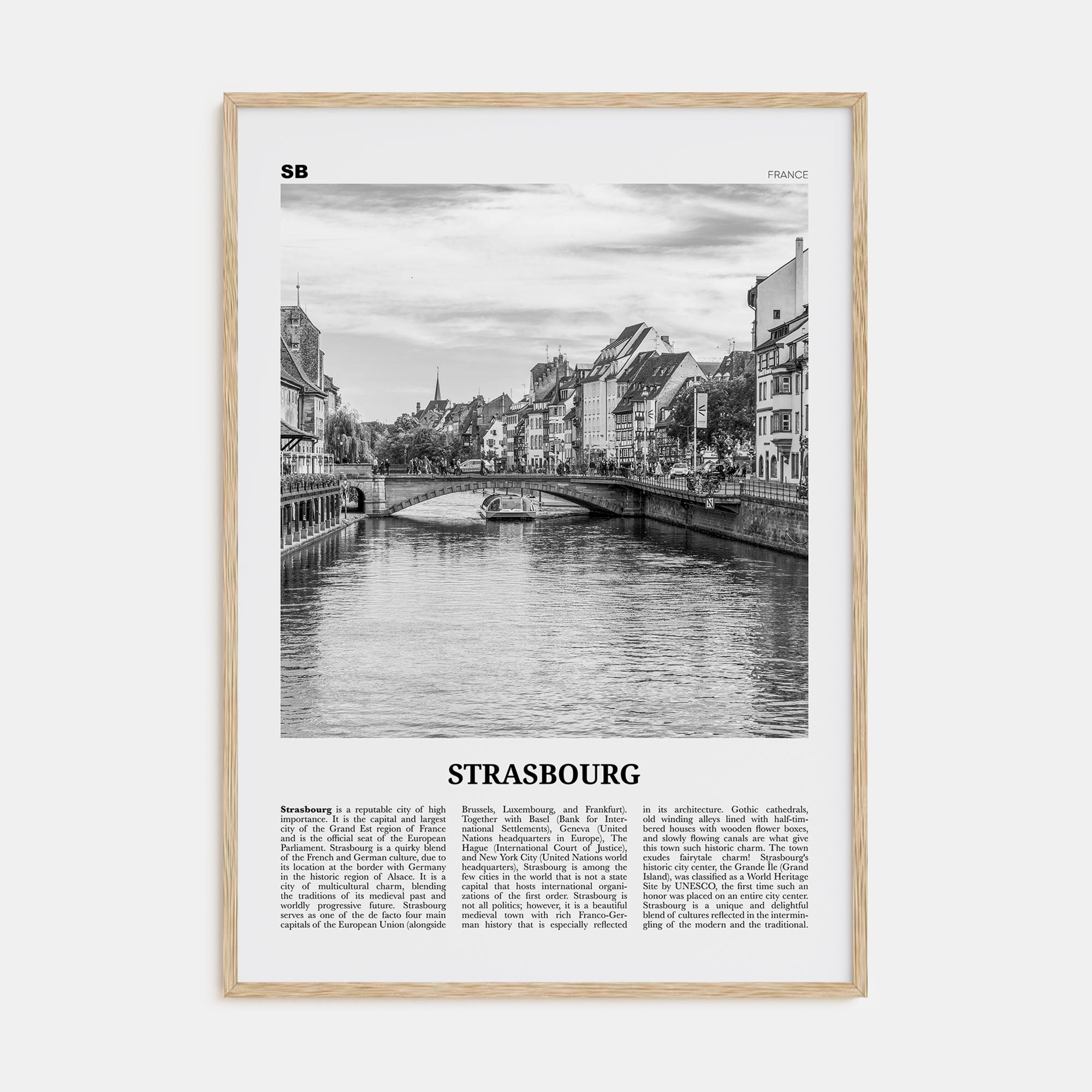 Strasbourg Travel B&W Poster