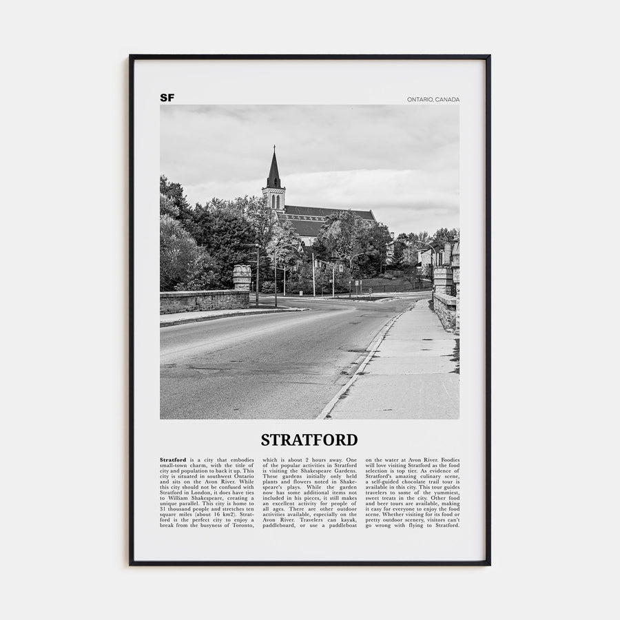 Stratford, Canada Travel B&W Poster