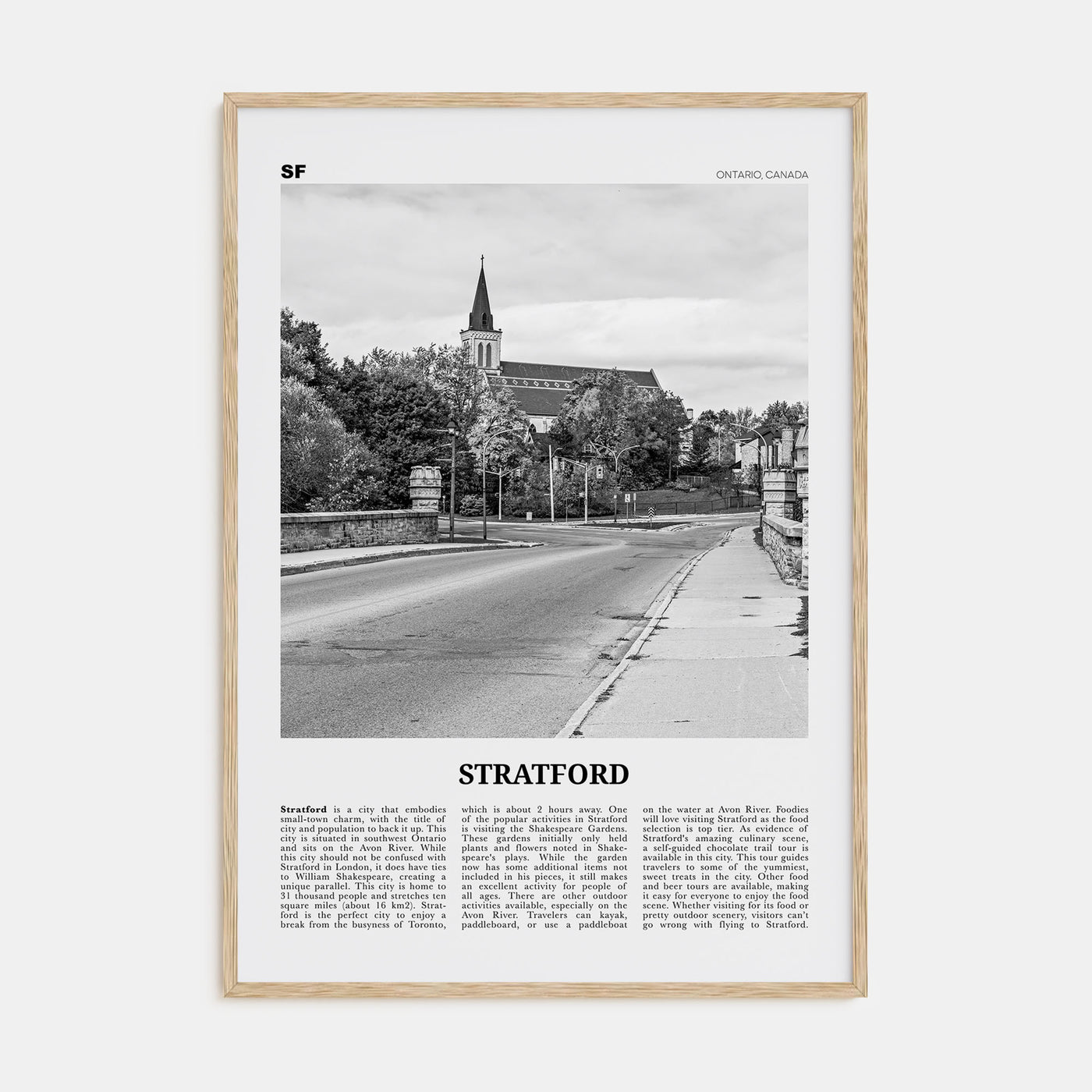Stratford, Canada Travel B&W Poster