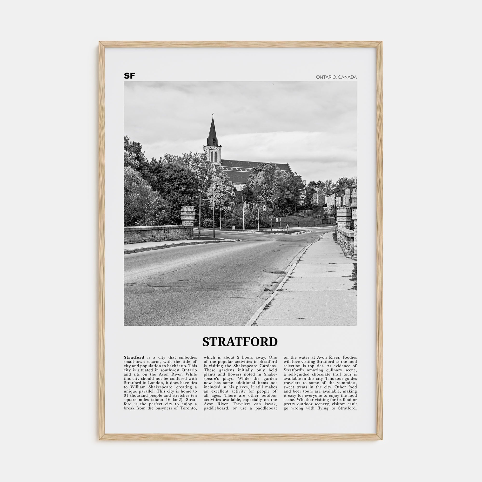 Stratford, Canada Travel B&W Poster