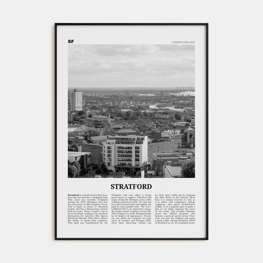 Stratford, London Travel B&W Poster