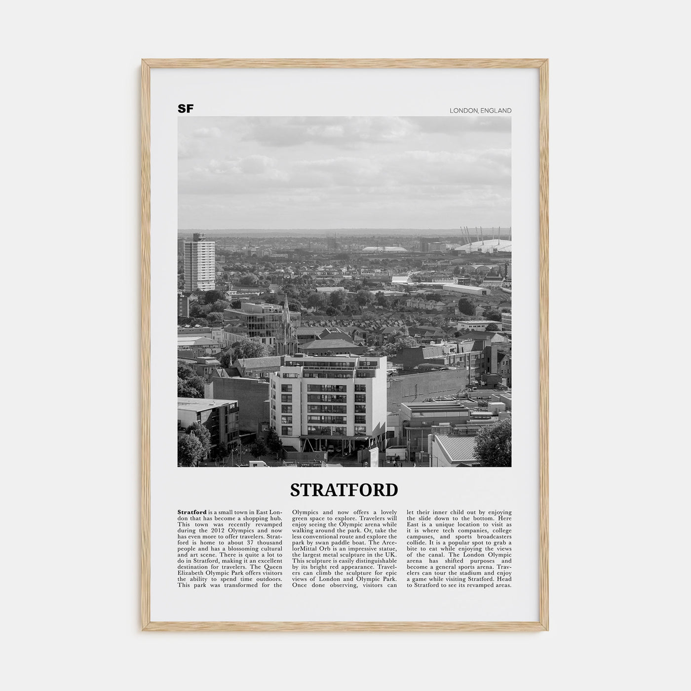 Stratford, London Travel B&W Poster