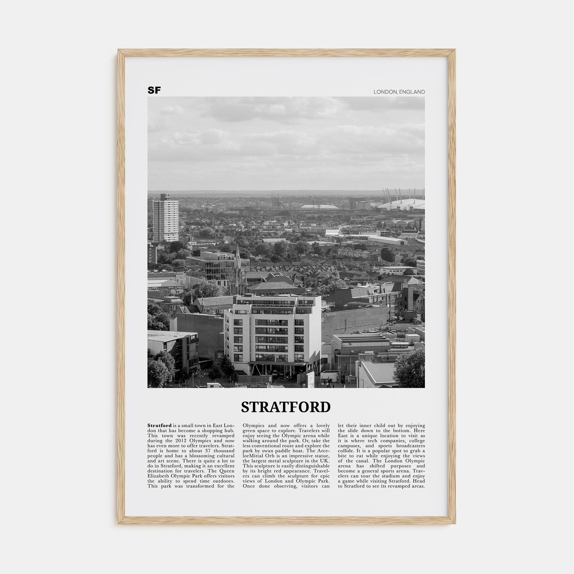 Stratford, London Travel B&W Poster