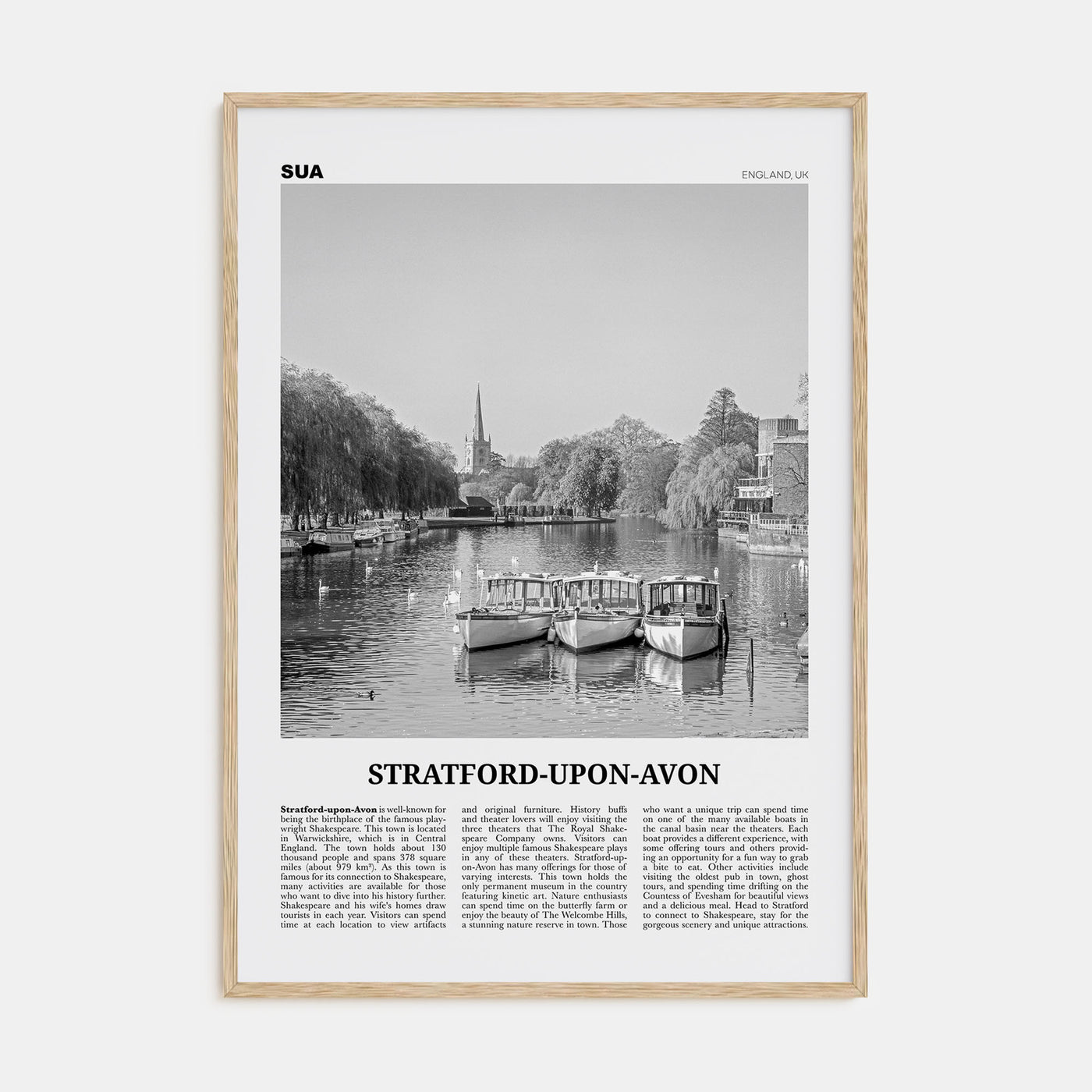 Stratford-upon-Avon Travel B&W Poster