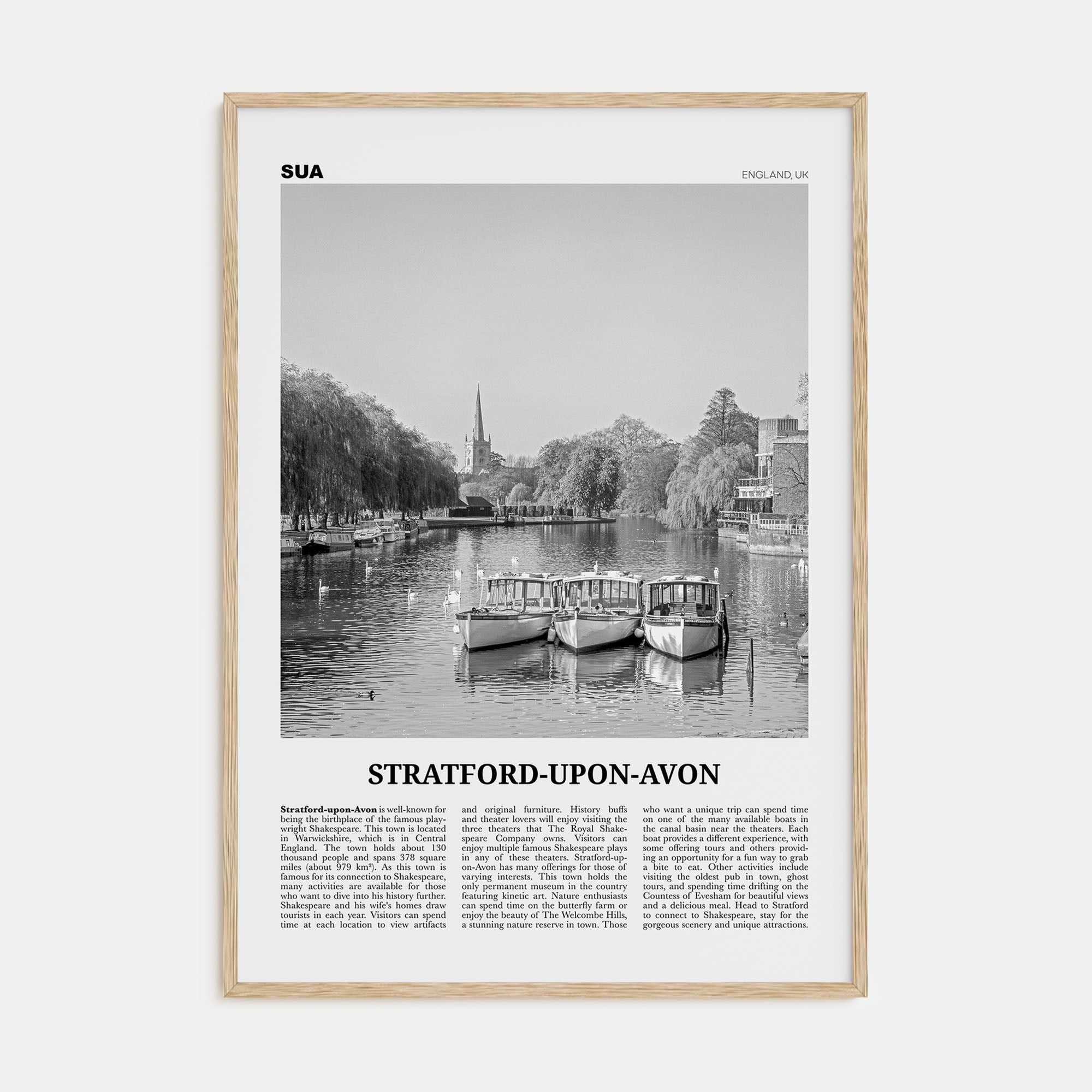 Stratford-upon-Avon Travel B&W Poster