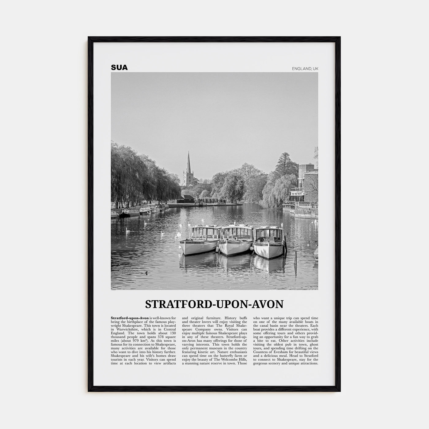 Stratford-upon-Avon Travel B&W Poster