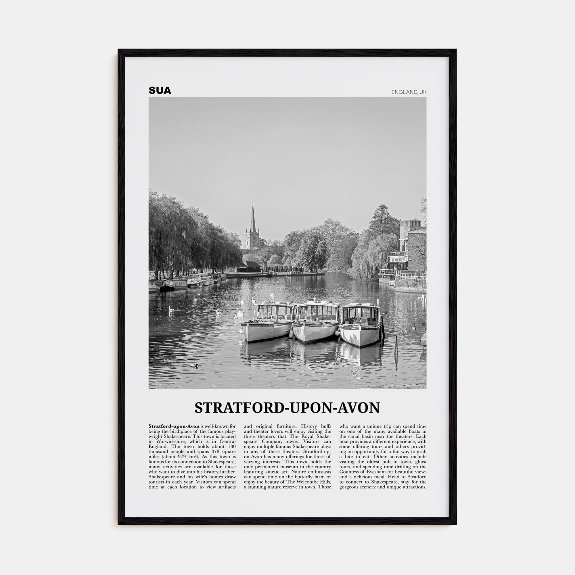 Stratford-upon-Avon Travel B&W Poster