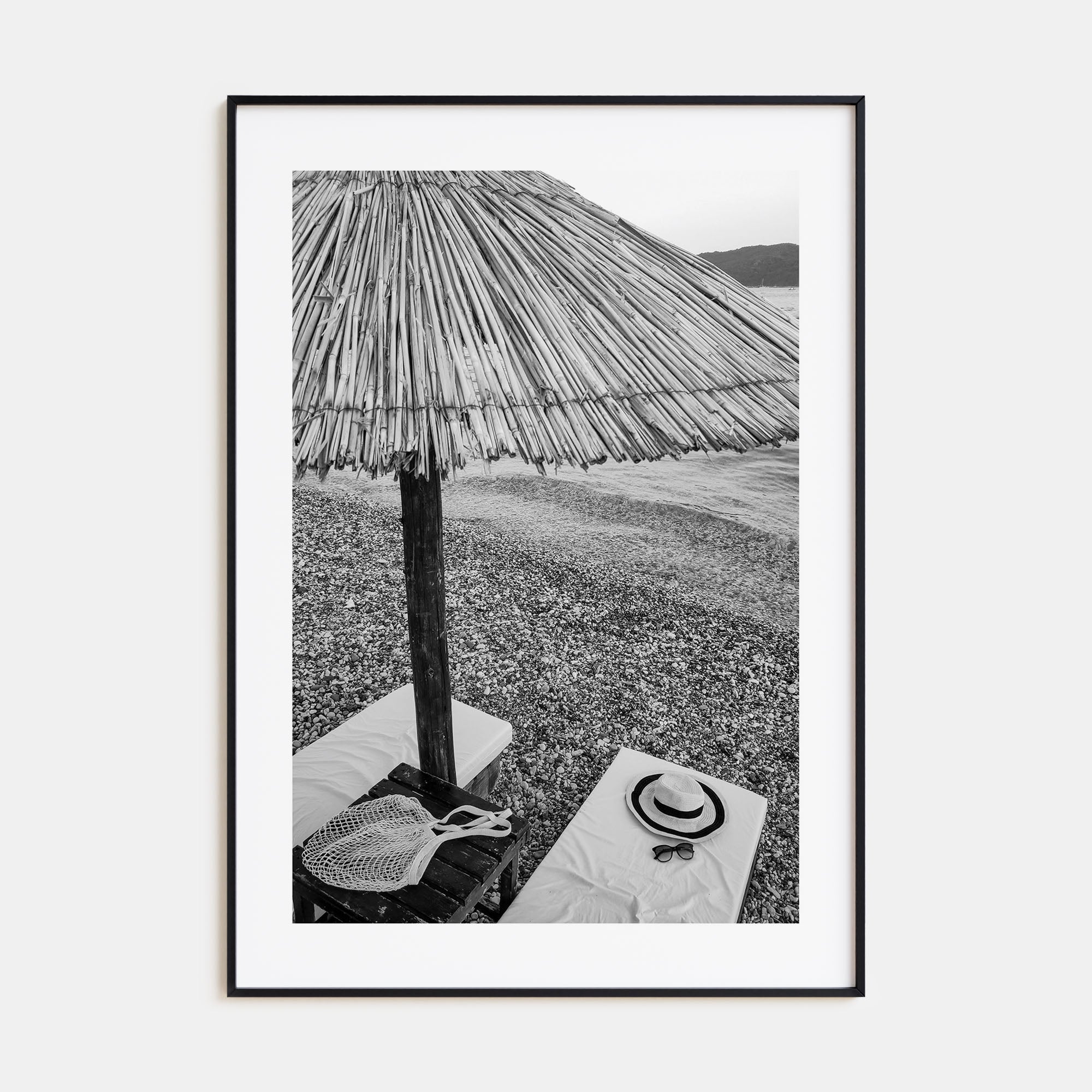 Straw Umbrella Photo B&W Poster