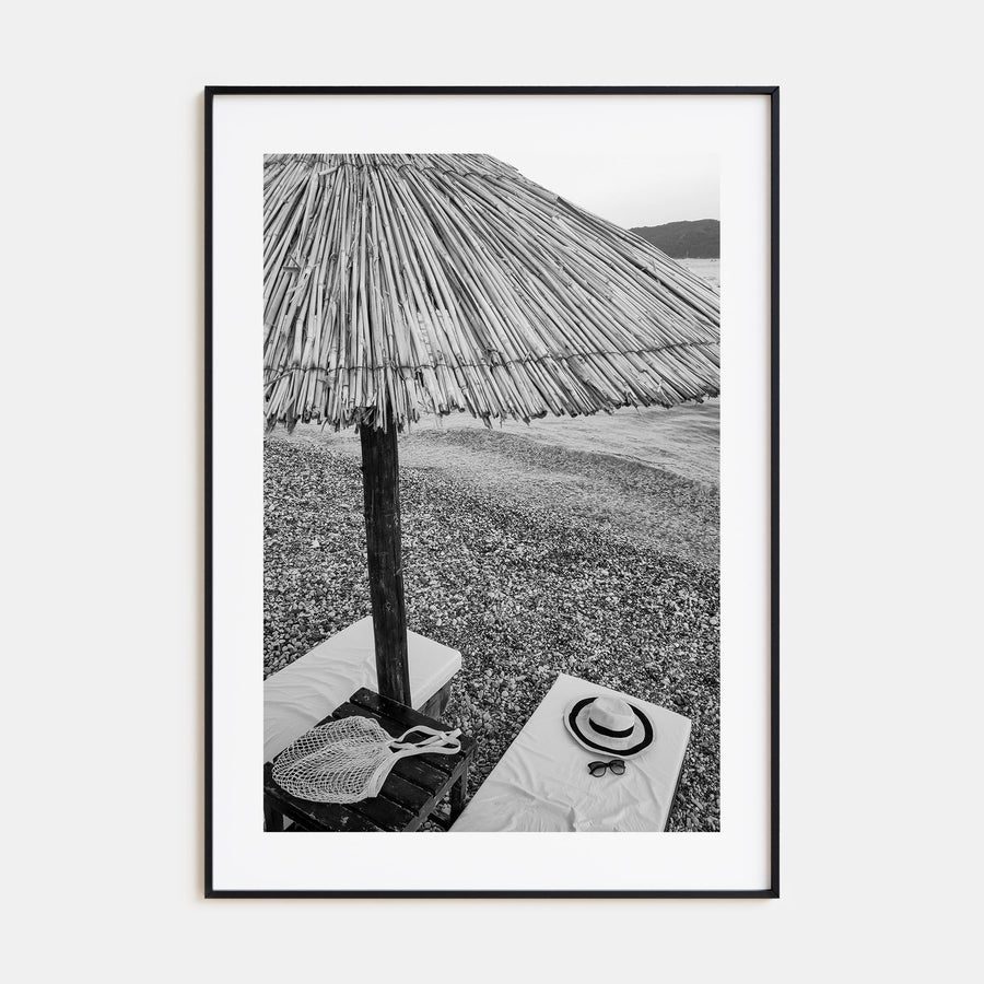 Straw Umbrella Photo B&W Poster