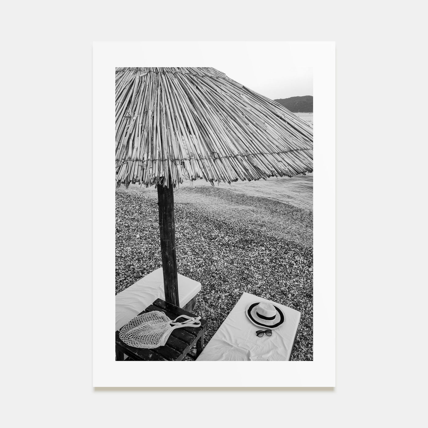 Straw Umbrella Photo B&W Poster