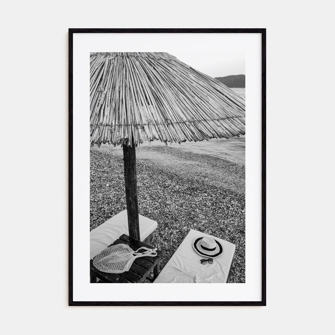 Straw Umbrella Photo B&W Poster