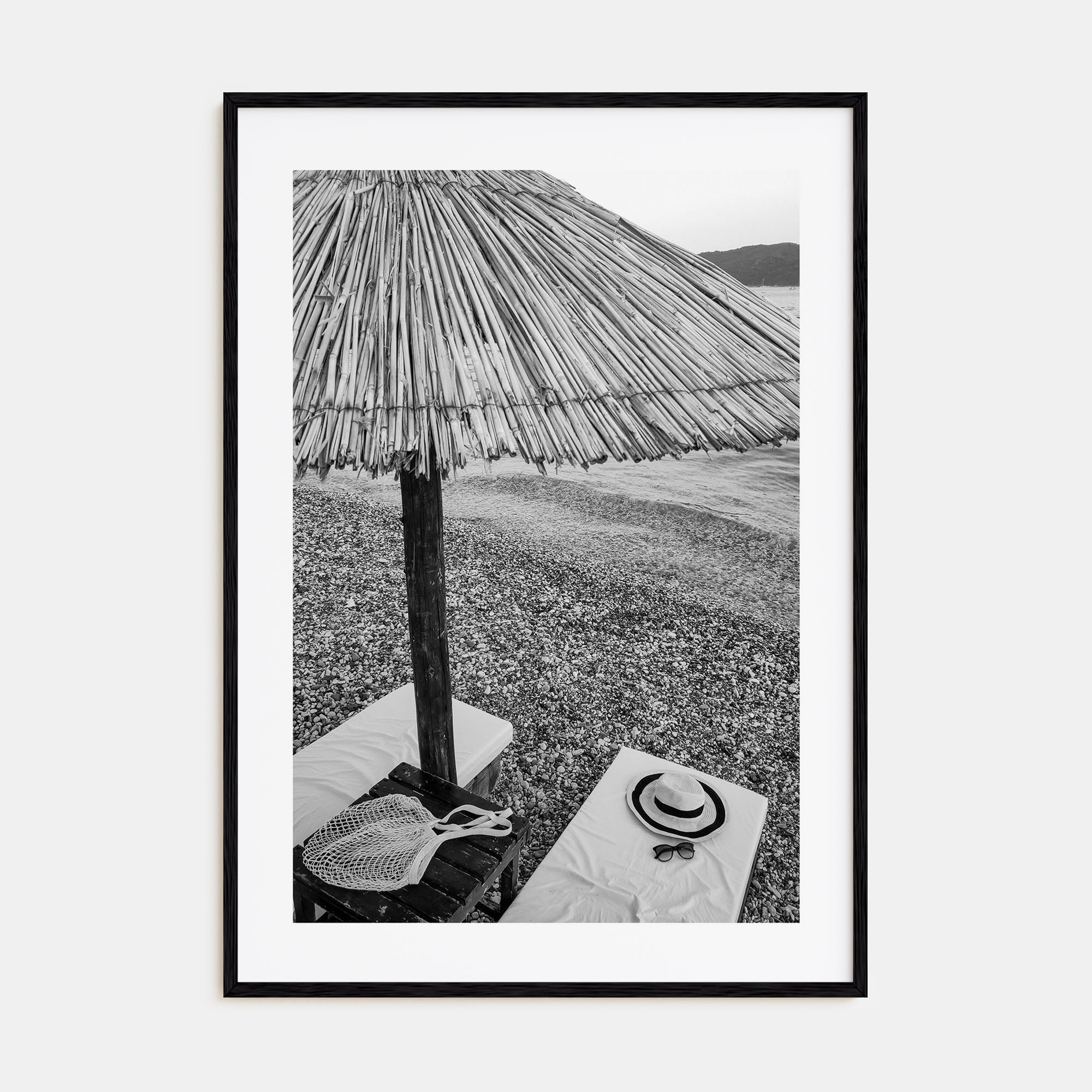 Straw Umbrella Photo B&W Poster