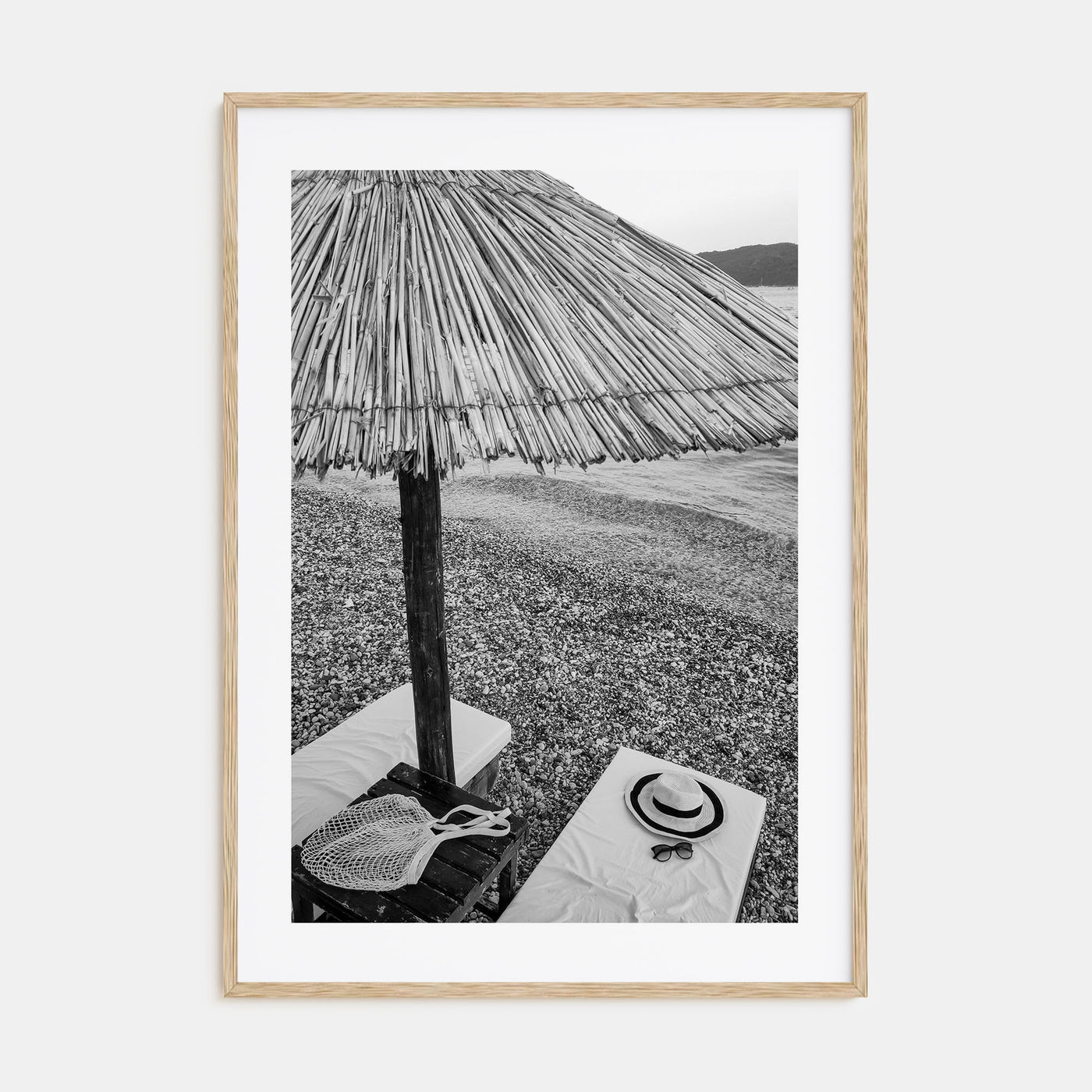 Straw Umbrella Photo B&W Poster