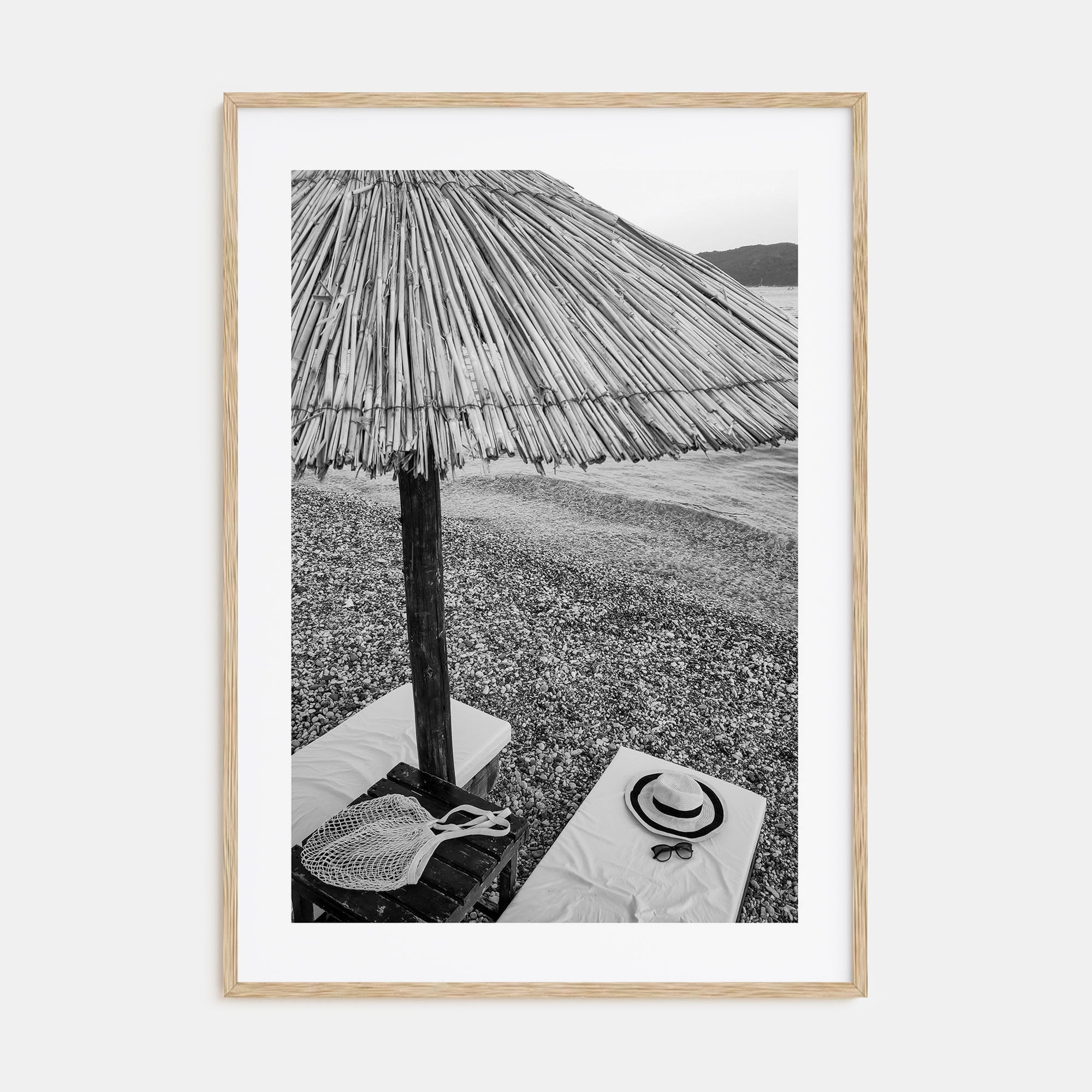 Straw Umbrella Photo B&W Poster