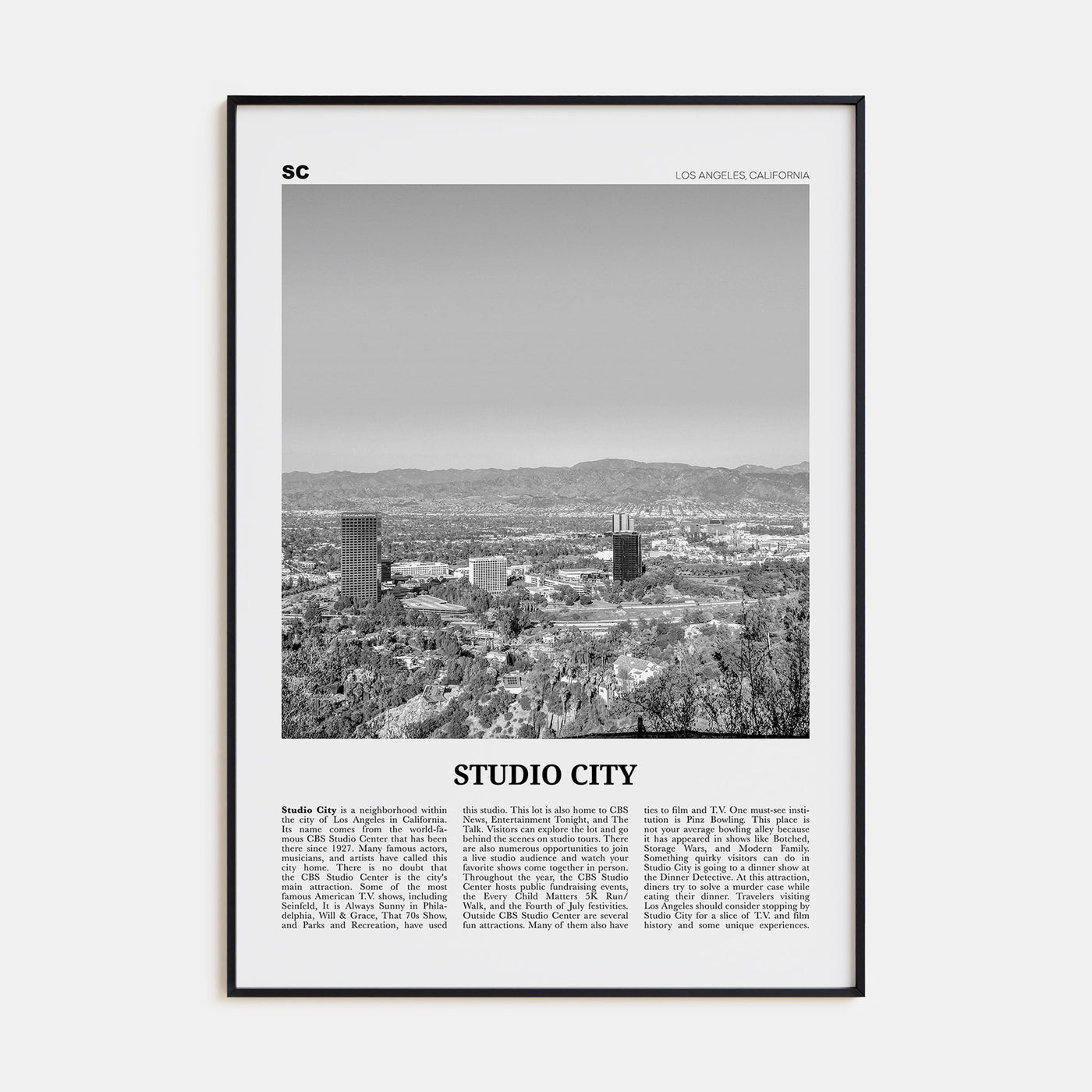 Studio City Travel B&W Poster