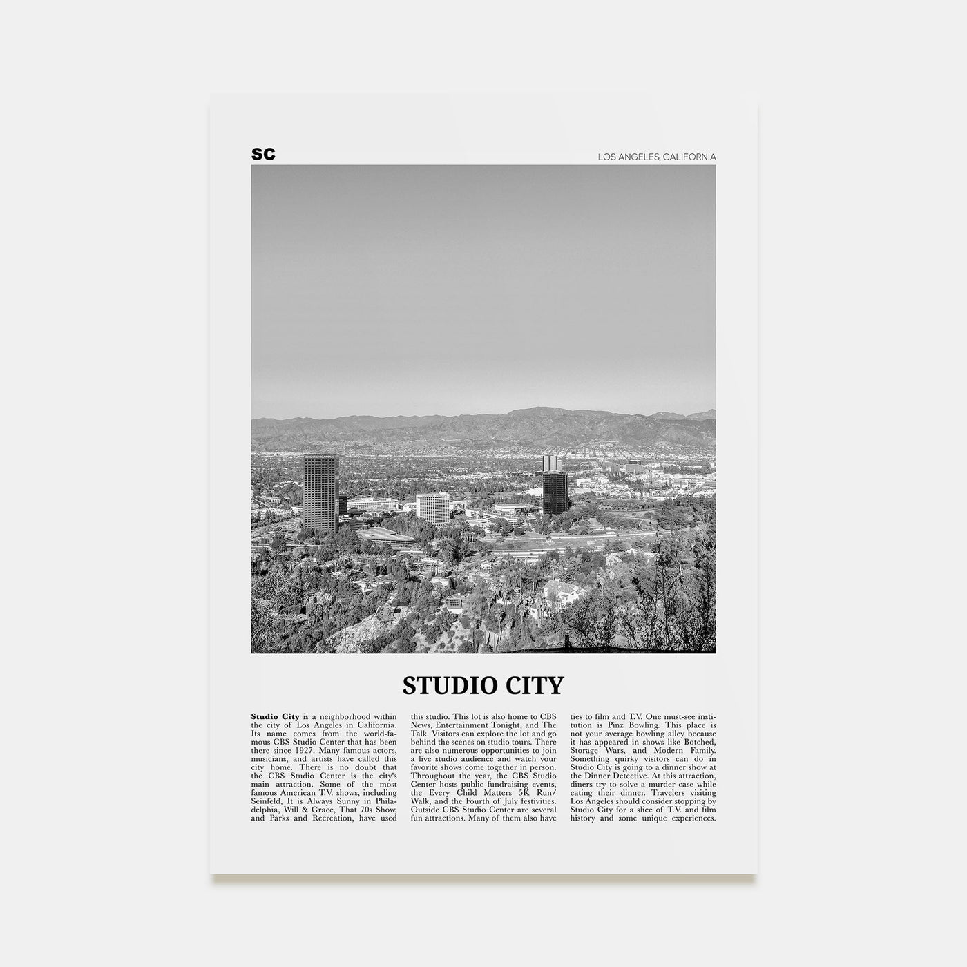Studio City Travel B&W Poster