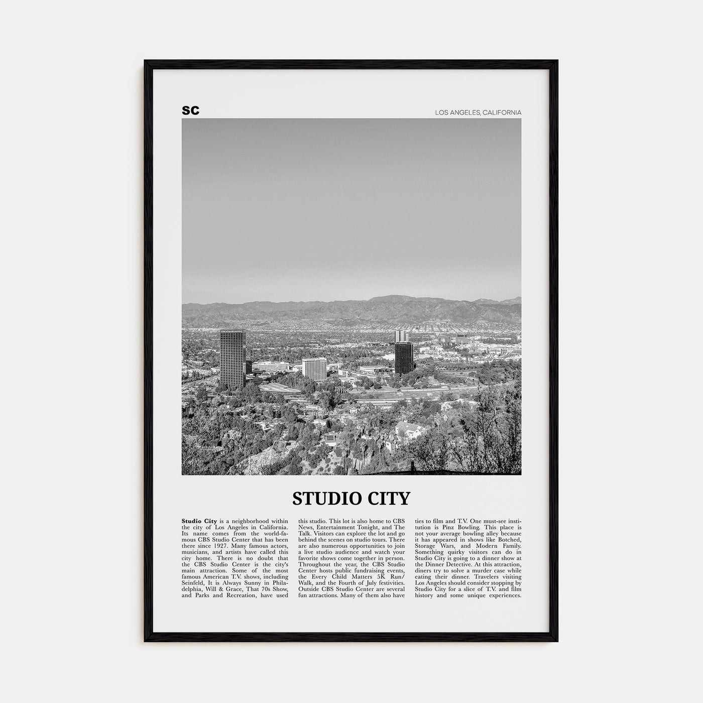 Studio City Travel B&W Poster