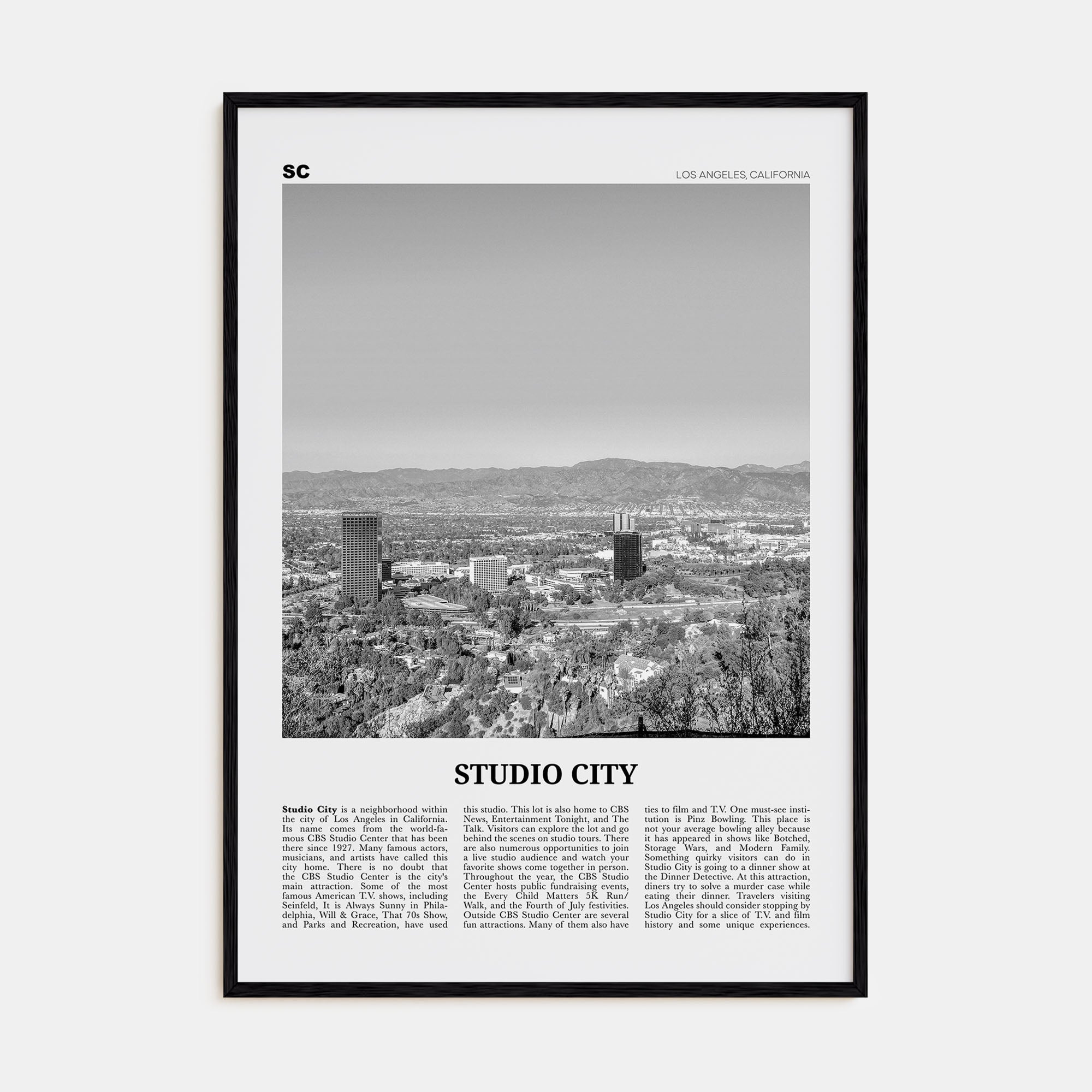 Studio City Travel B&W Poster
