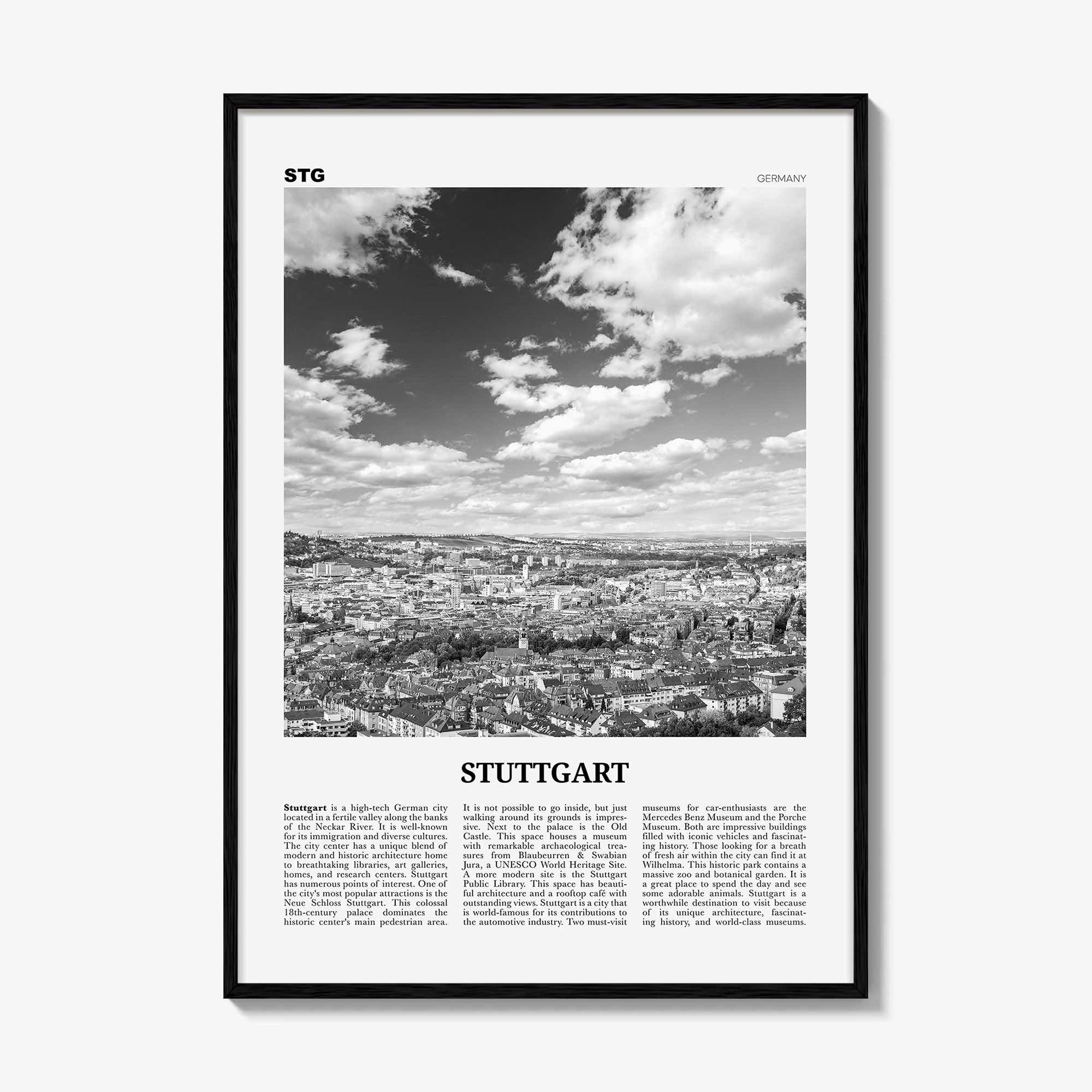 Stuttgart Print Black and White, Stuttgart Wall Art, Stuttgart Poster, Stuttgart Photo, Stuttgart Wall Décor, Germany, Deutschland