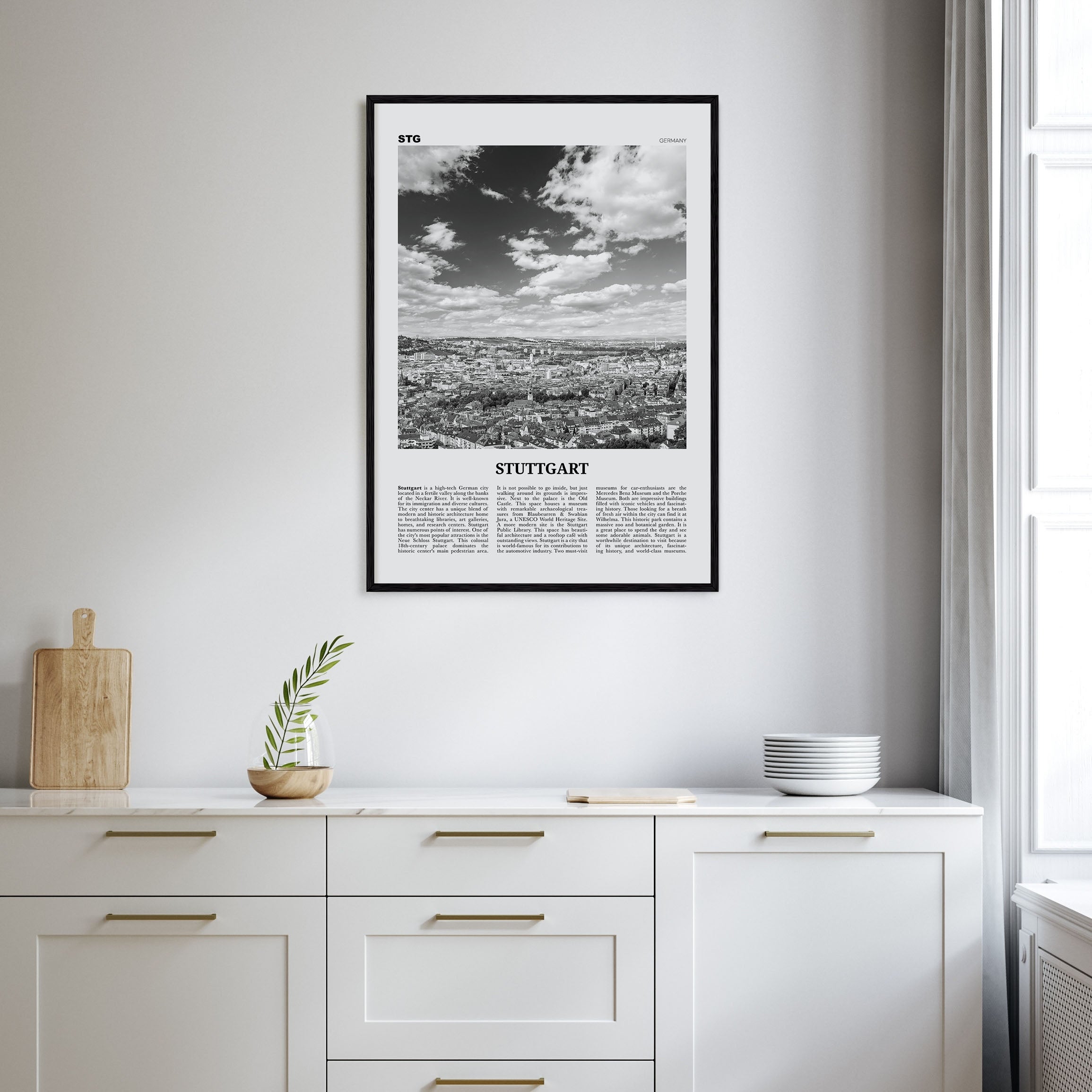 Stuttgart Travel B&W Poster
