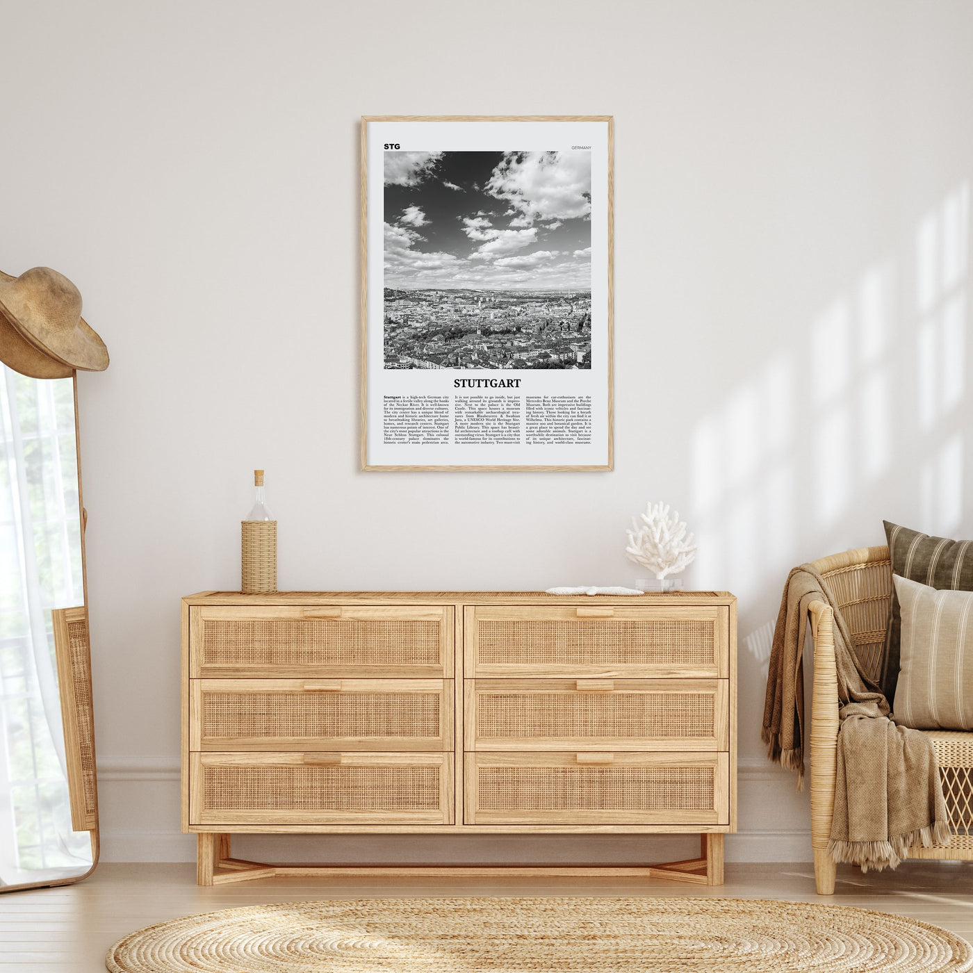 Stuttgart Travel B&W Poster