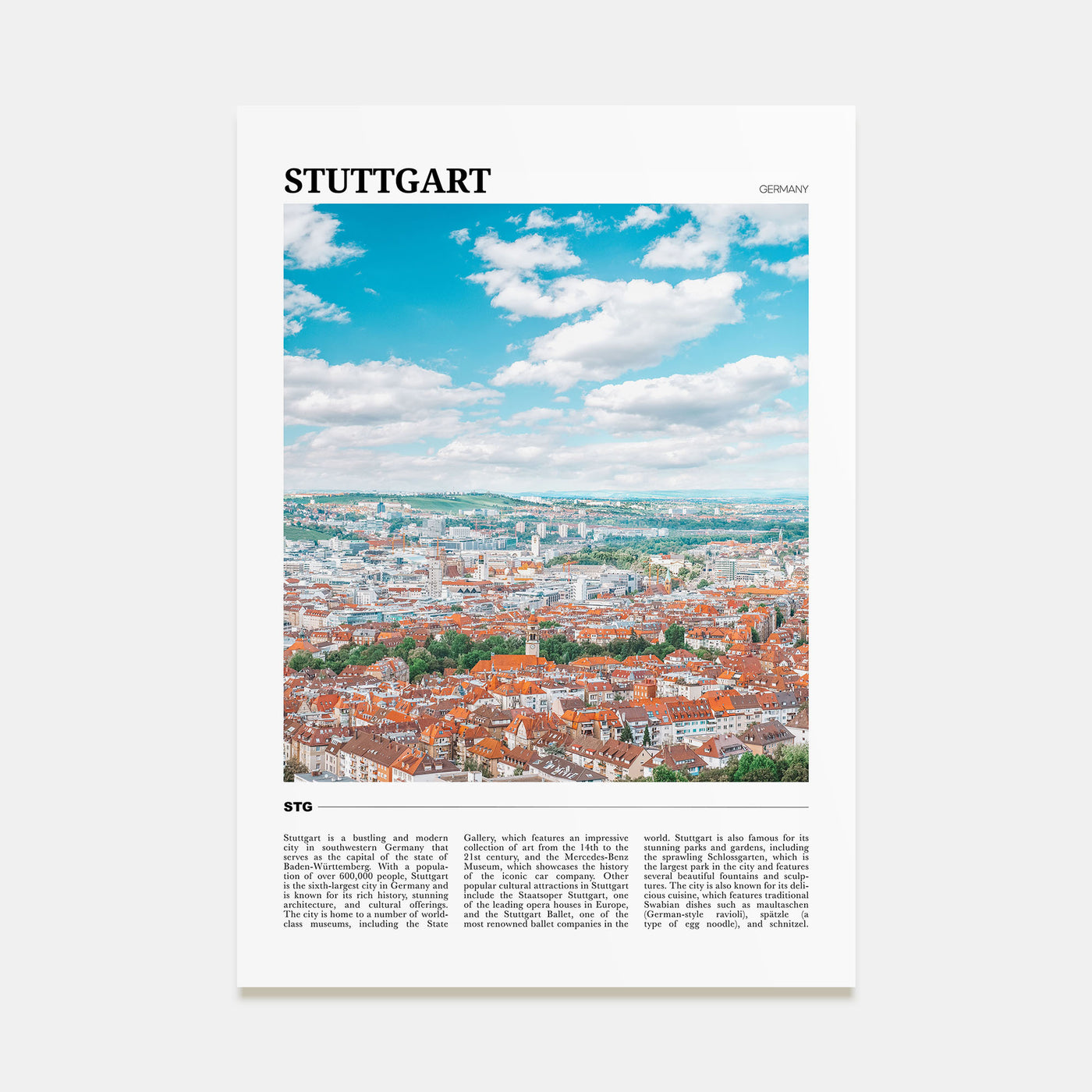 Stuttgart Travel Color Poster