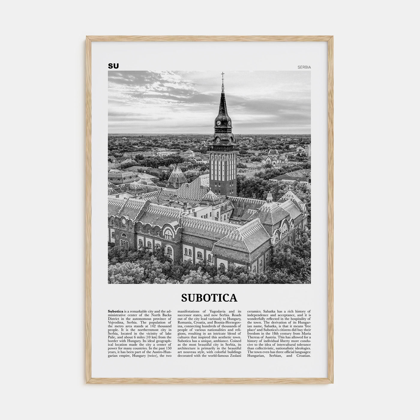 Subotica Travel B&W Poster