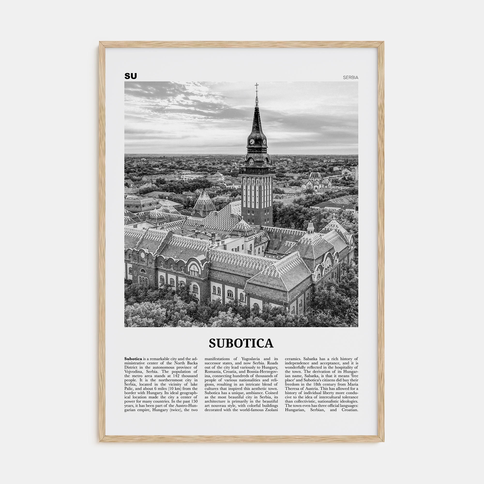 Subotica Travel B&W Poster