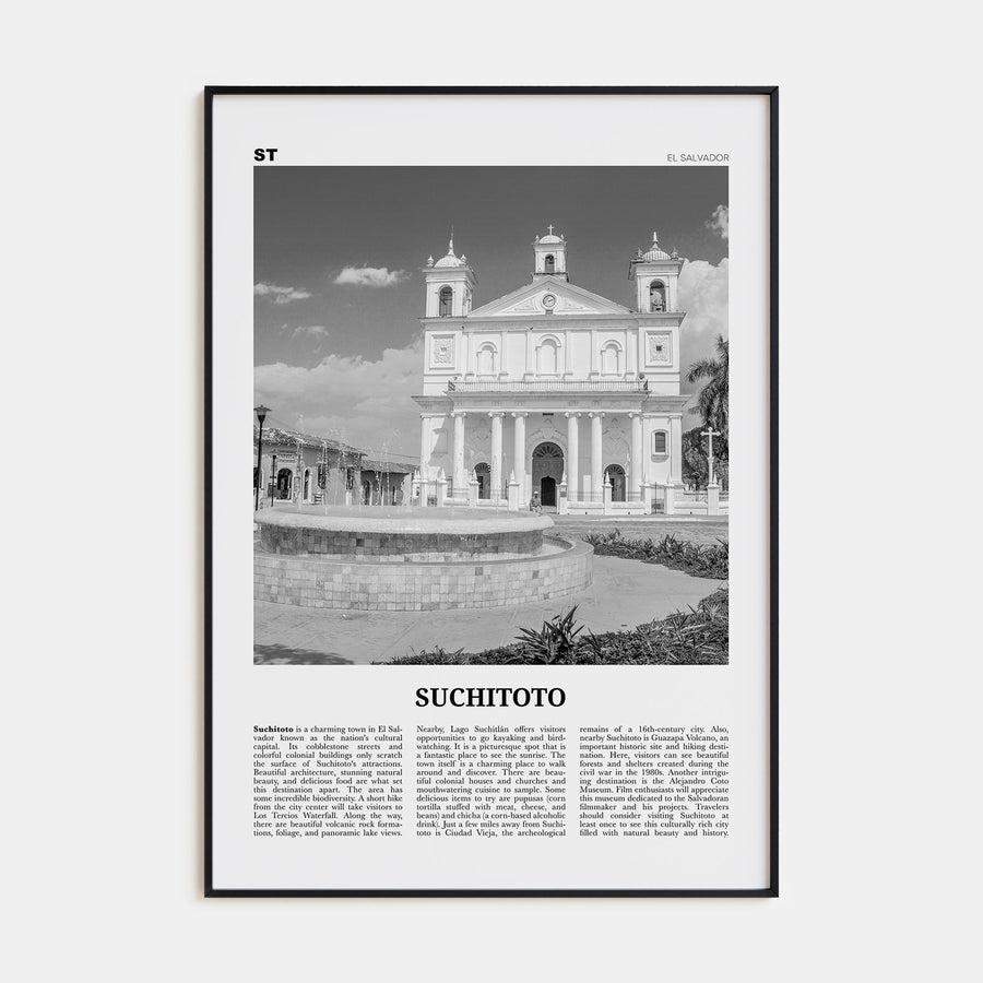 Suchitoto Travel B&W Poster