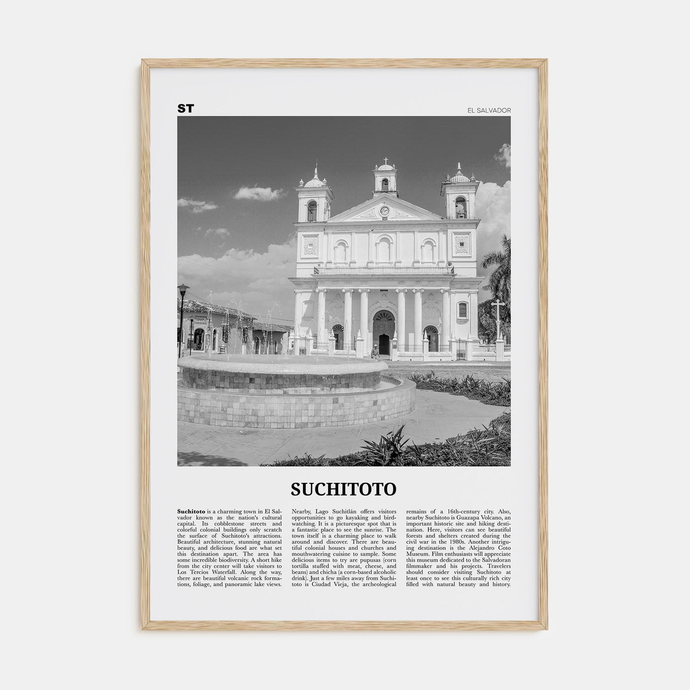 Suchitoto Travel B&W Poster