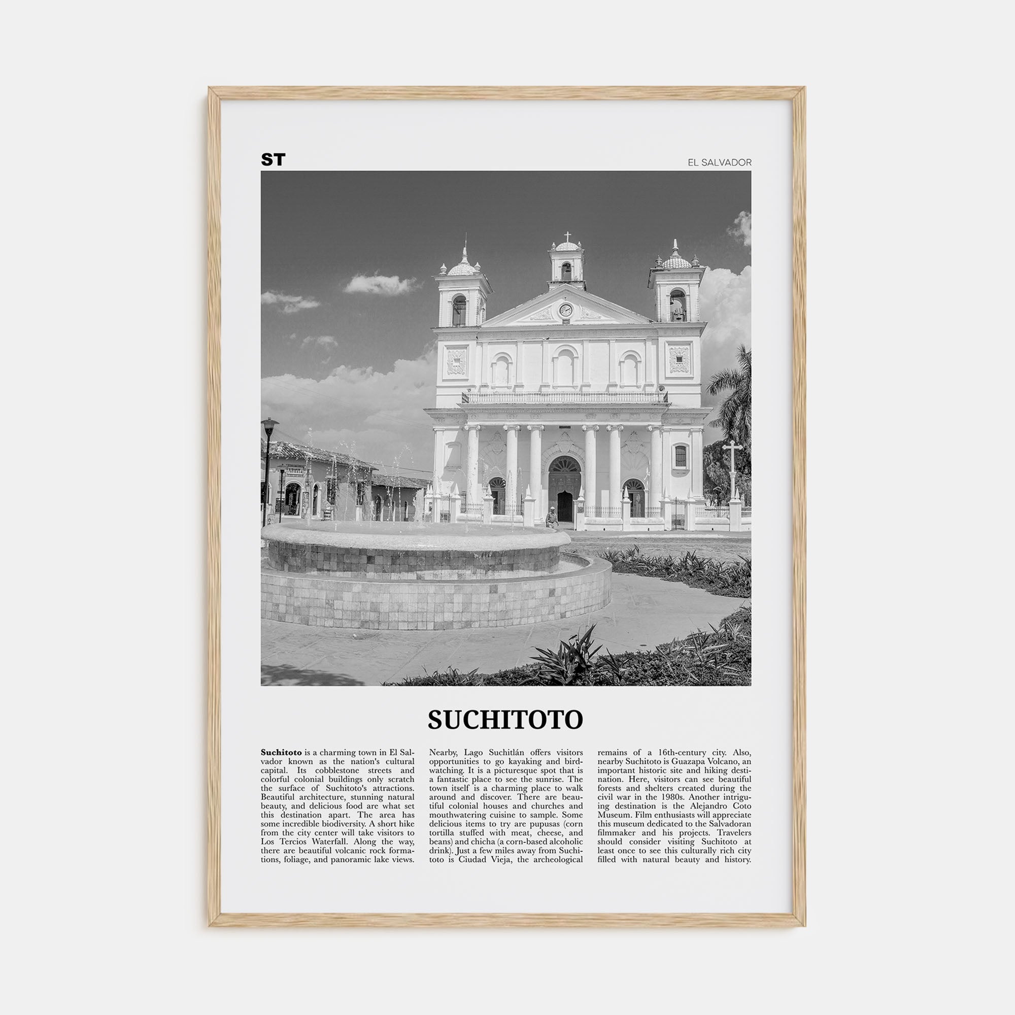 Suchitoto Travel B&W Poster