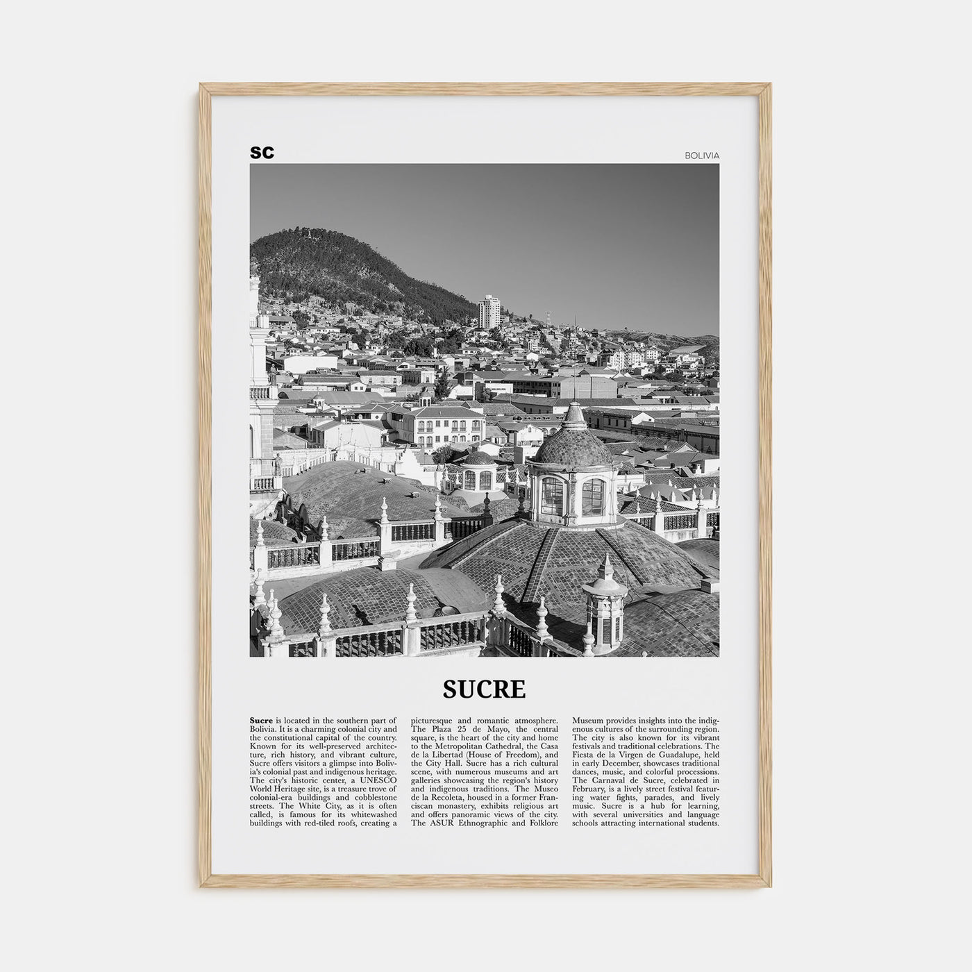 Sucre Travel B&W Poster