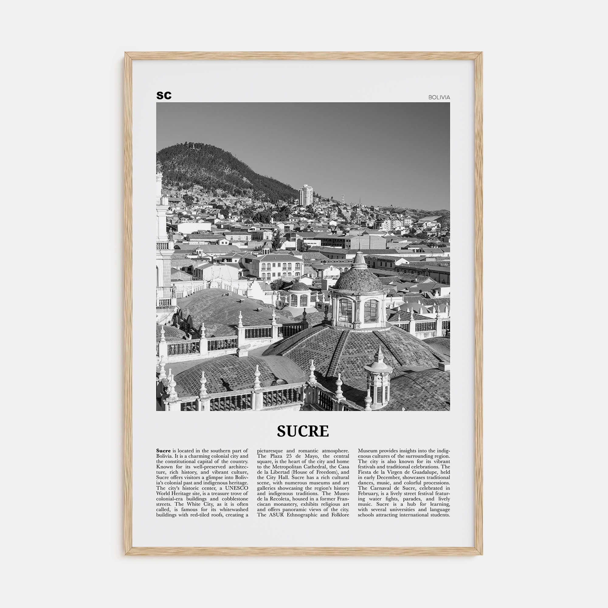 Sucre Travel B&W Poster