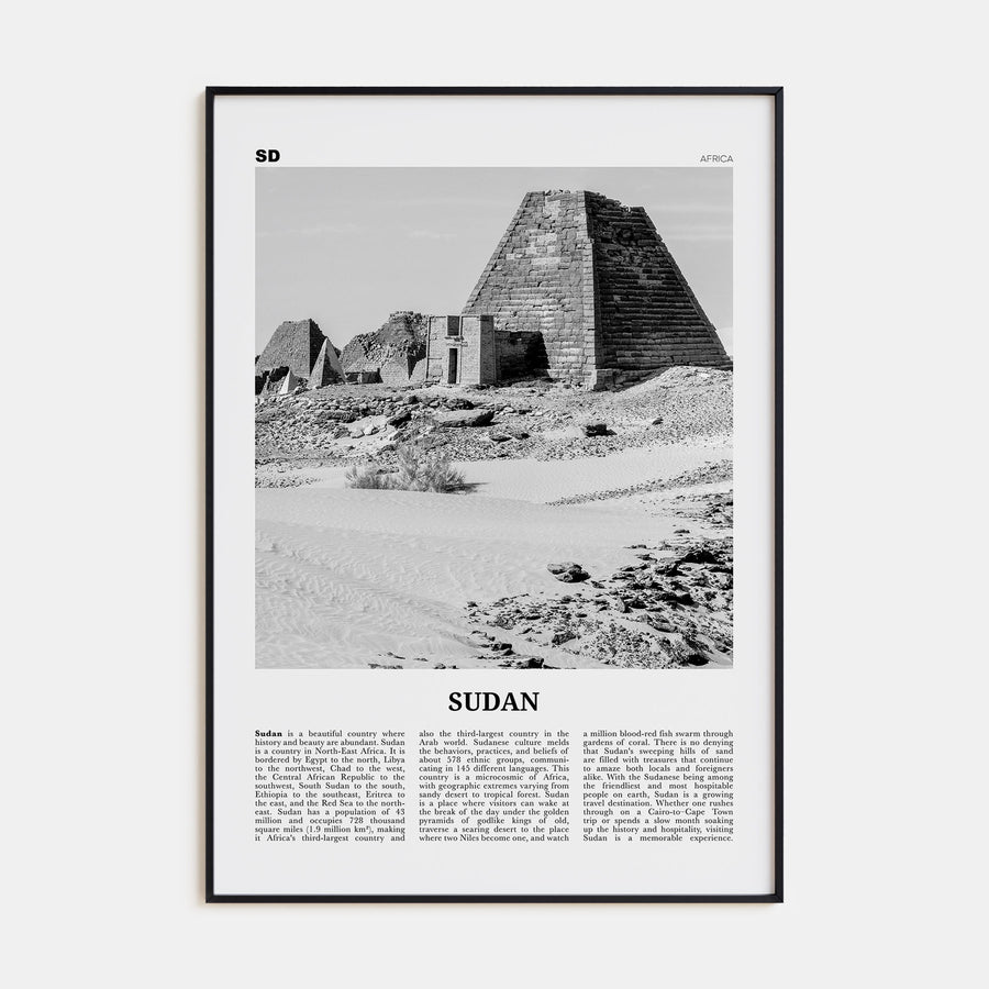 Sudan Travel B&W Poster