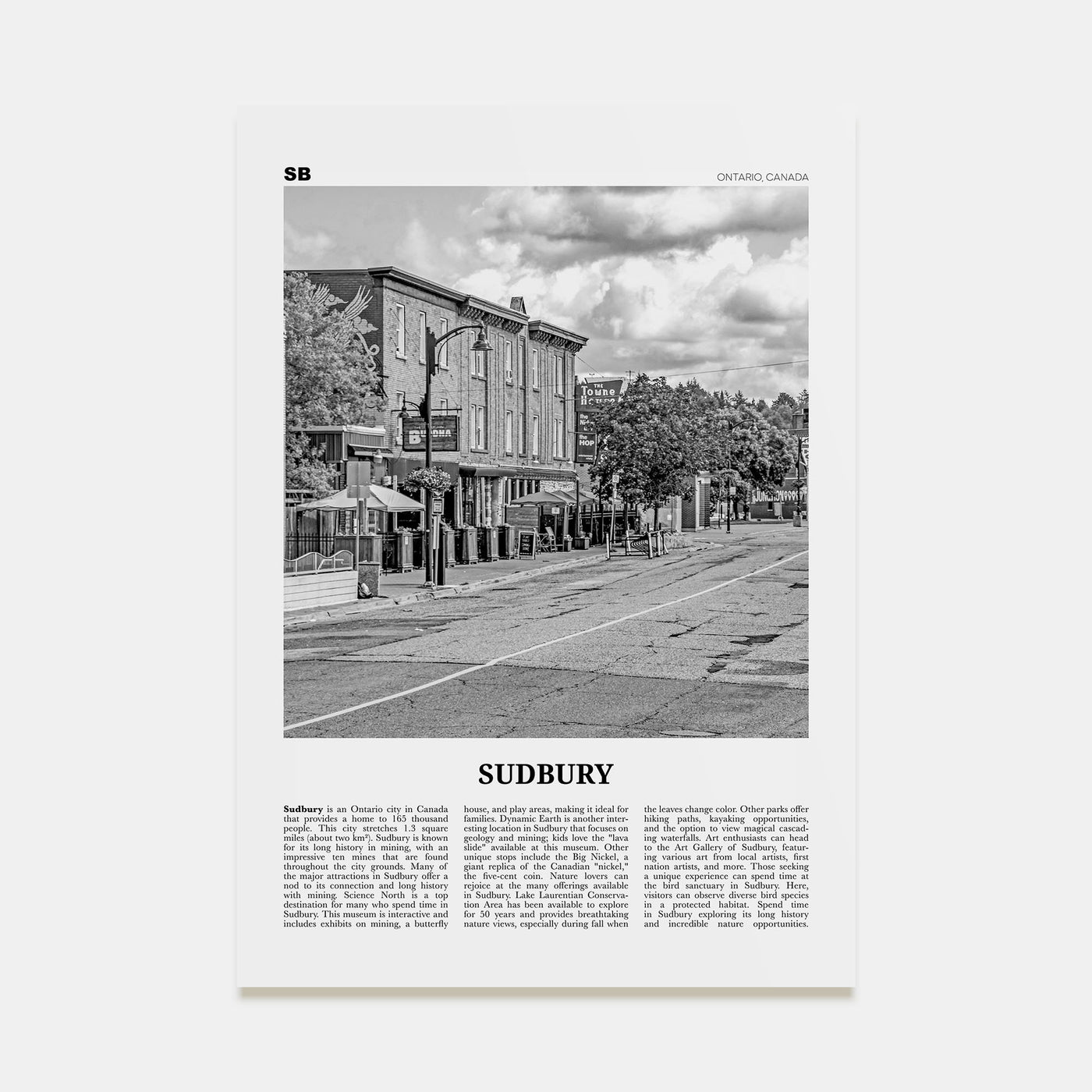 Sudbury Travel B&W Poster