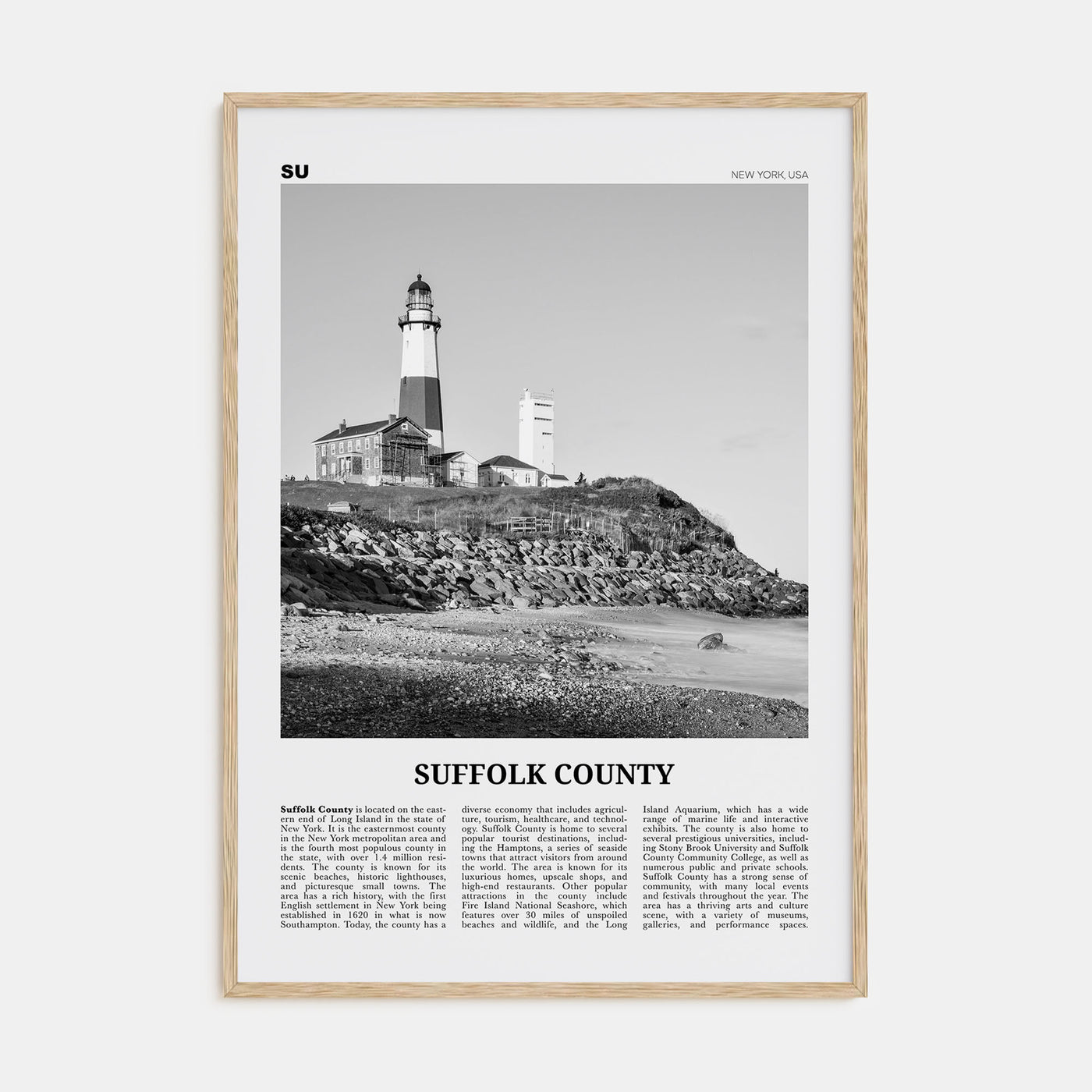 Suffolk County Travel B&W Poster