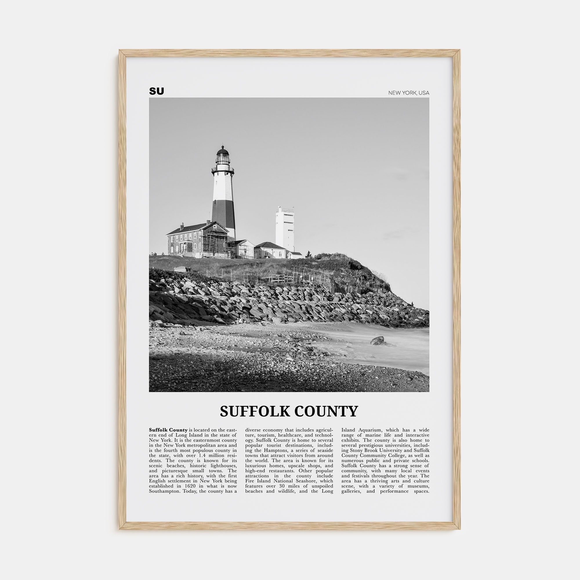 Suffolk County Travel B&W Poster