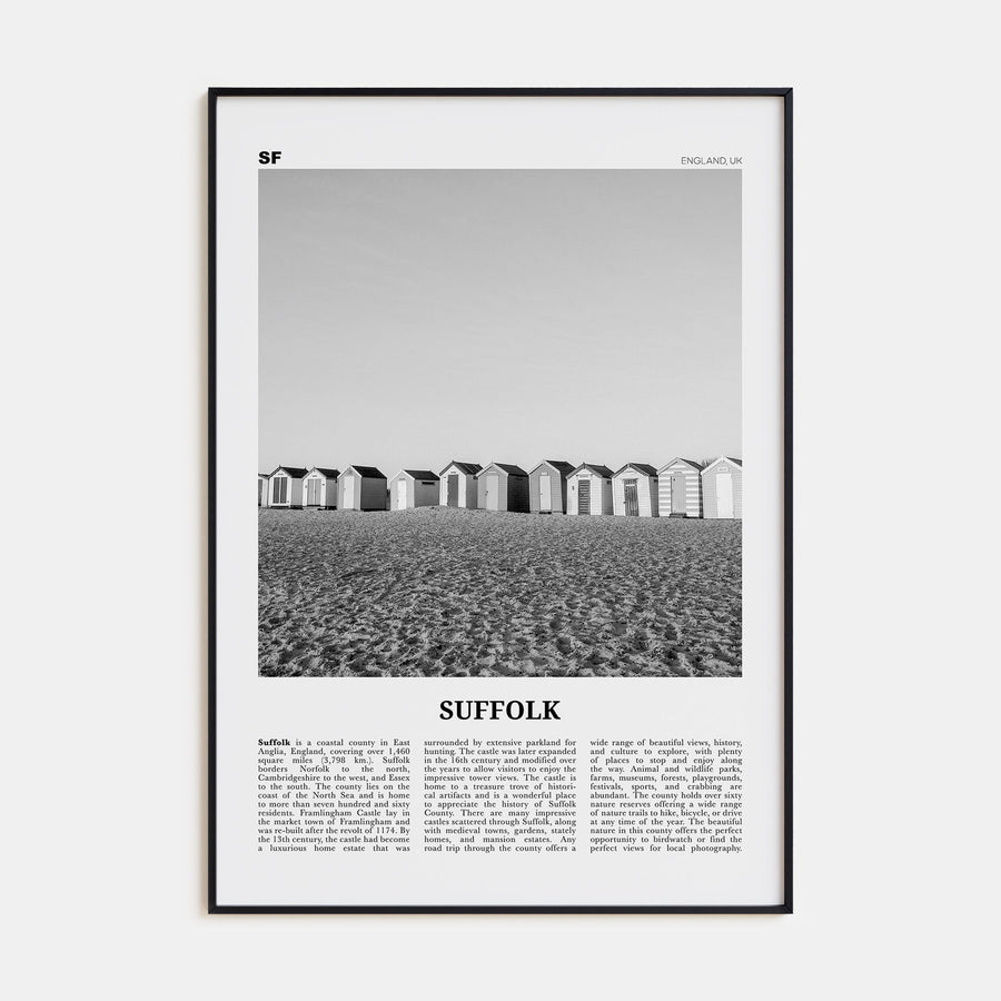 Suffolk Travel B&W Poster