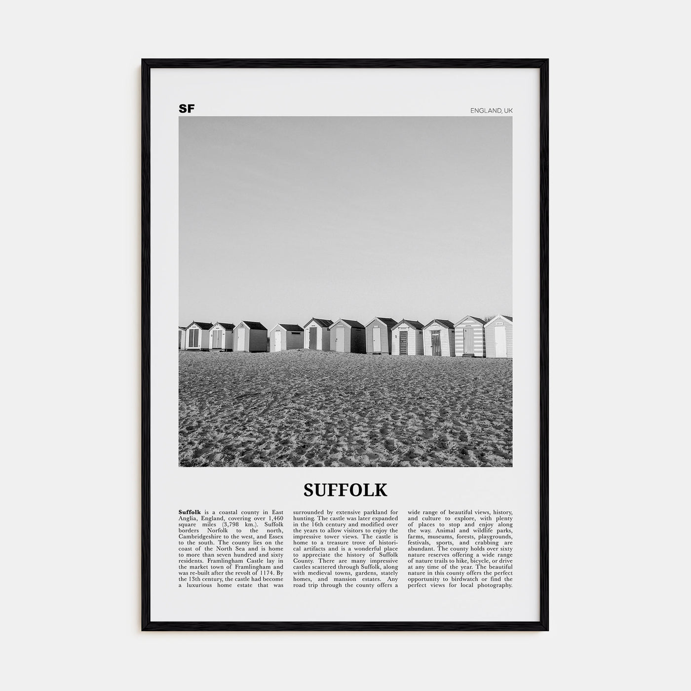 Suffolk Travel B&W Poster